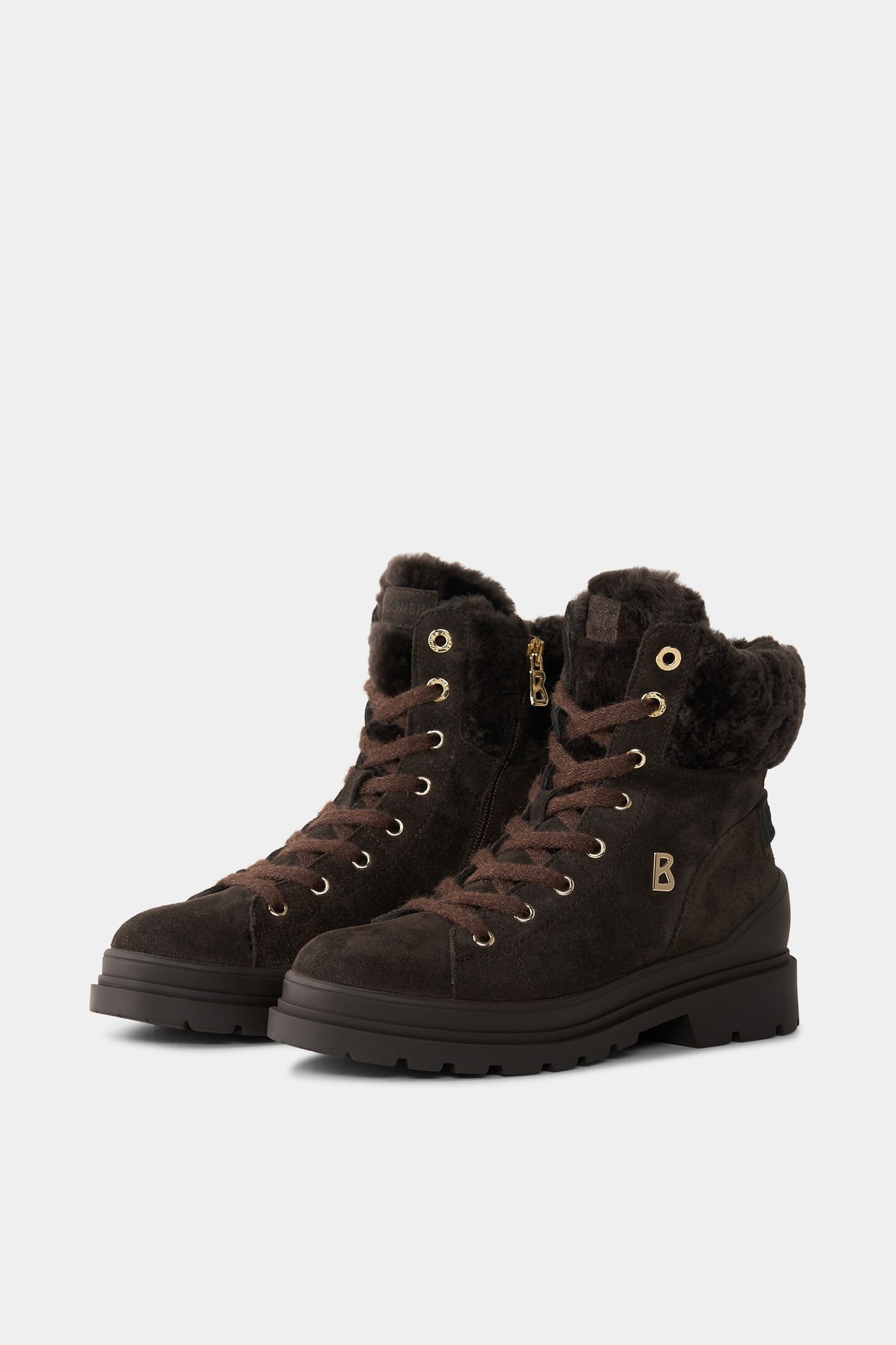 St. Moritz lace-up boots with spikes Chocolate