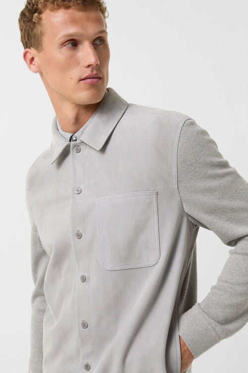 Henno suede knit overshirt Light grey