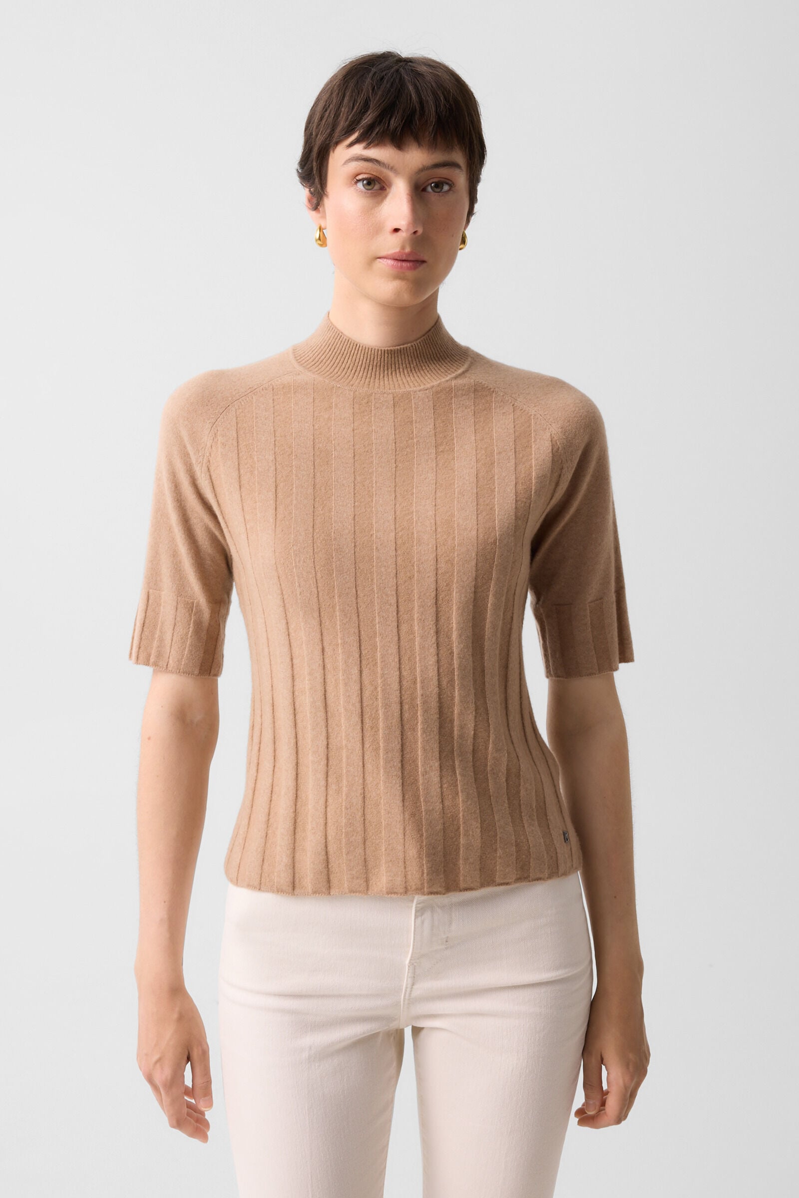 Schurwoll-Kaschmir-Shirt Tina Camel