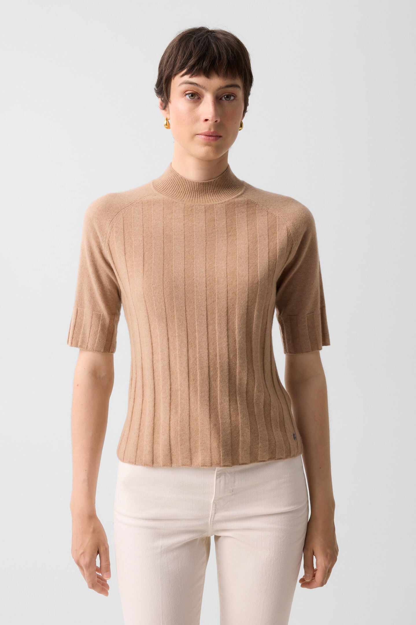 Schurwoll-Kaschmir-Shirt Tina Camel