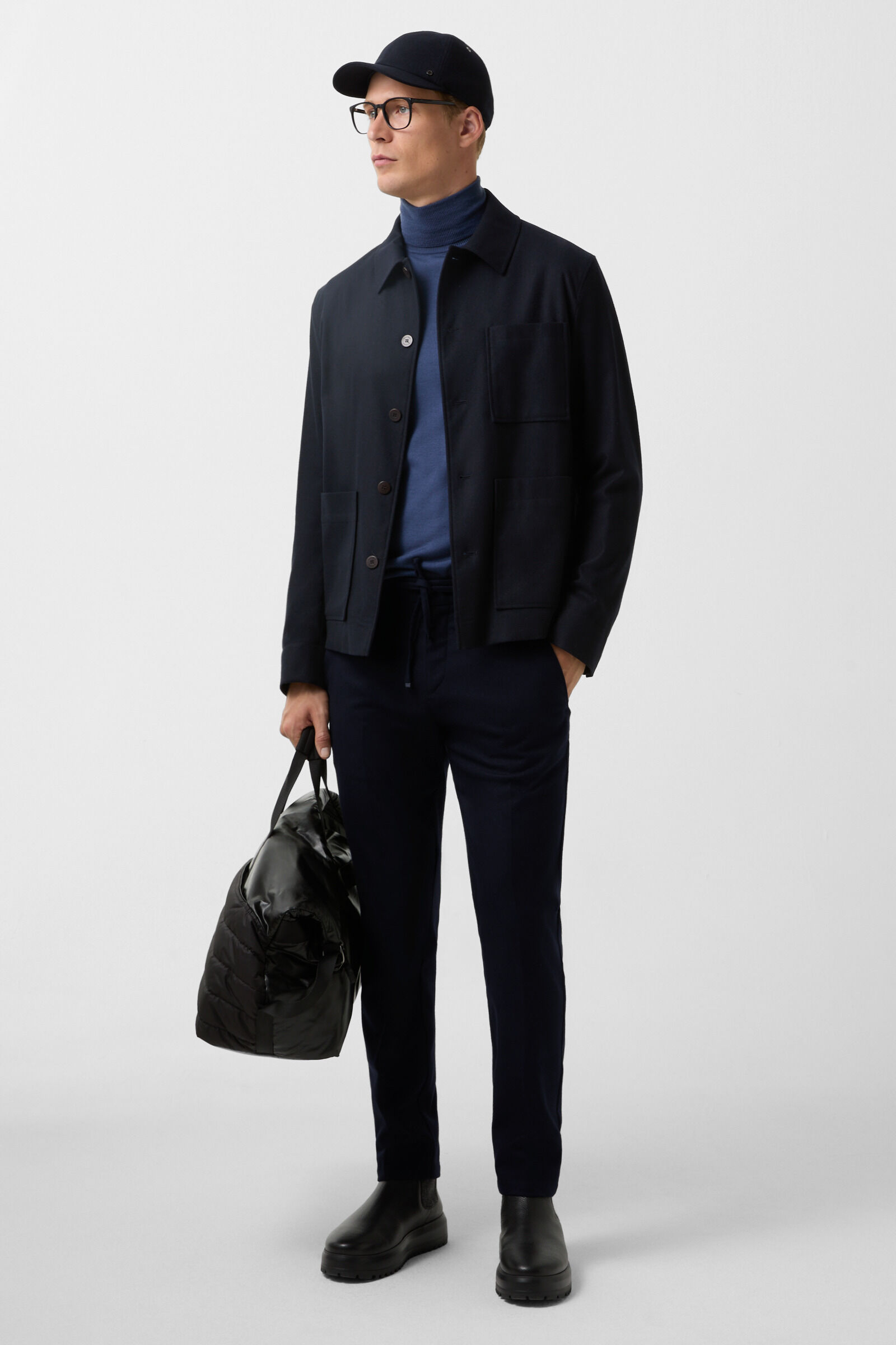 Flanellen broek Riley Business Marineblauw