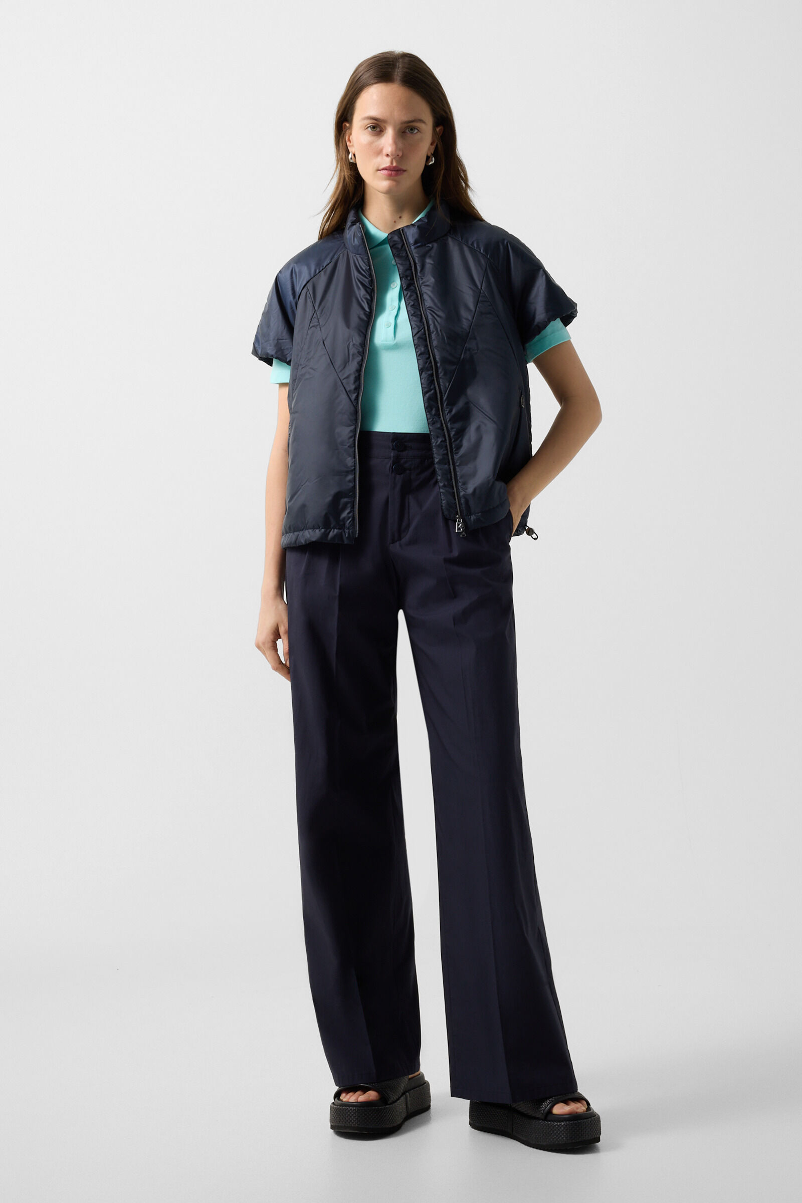 Pleated trousers Amy Navy blue
