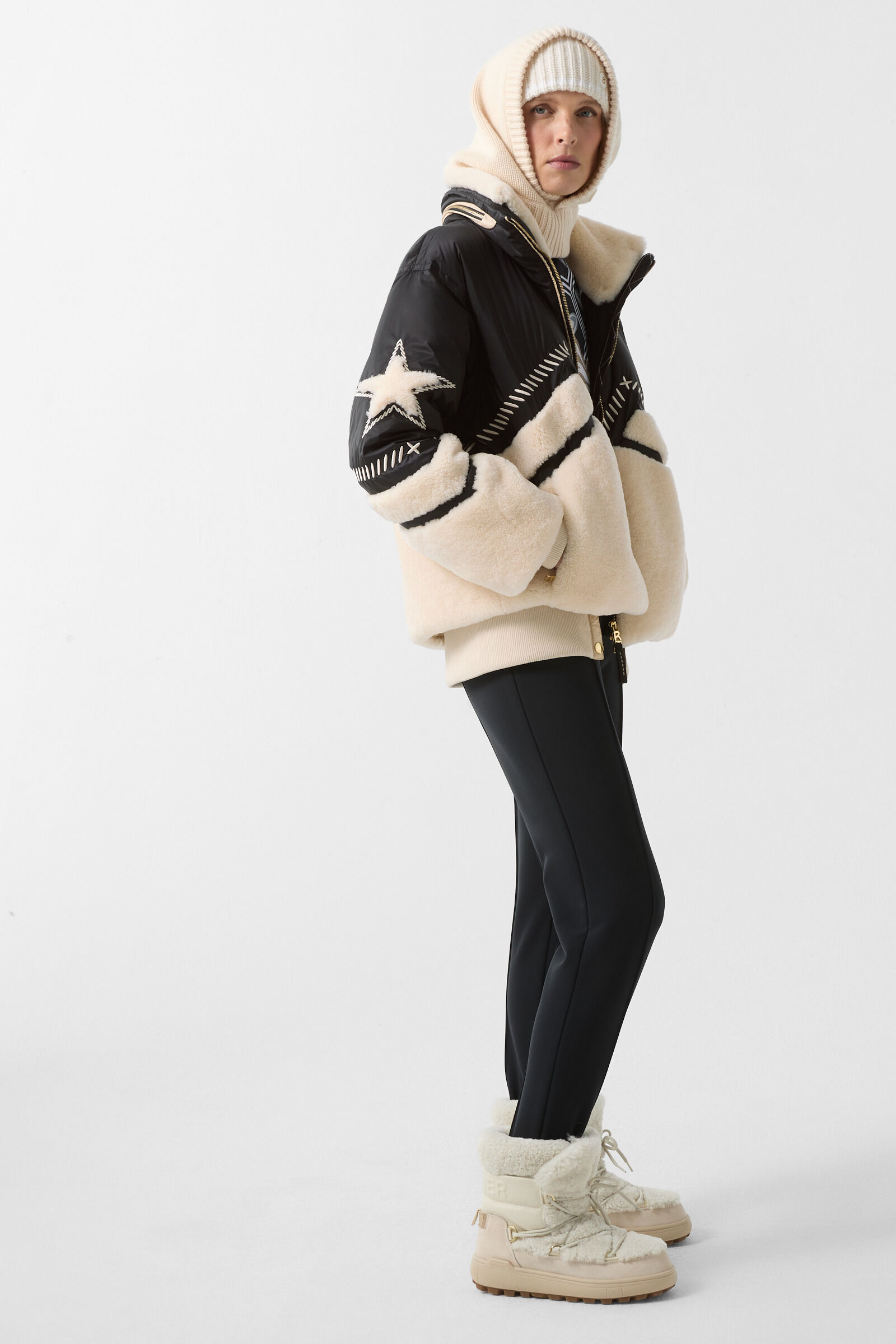 Amie down ski jacket Black/cream