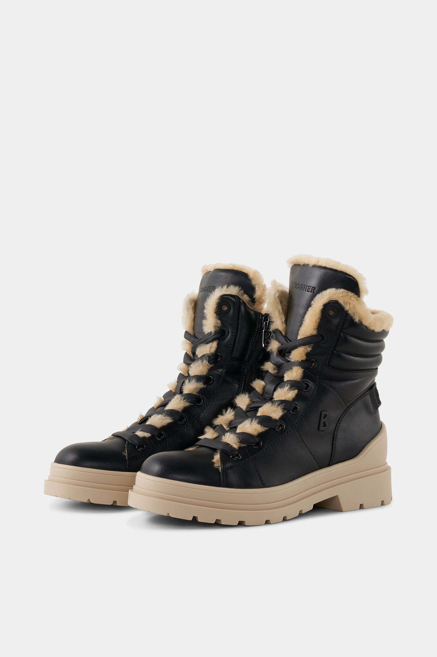 Mid boots St.Moritz with spikes Black/beige