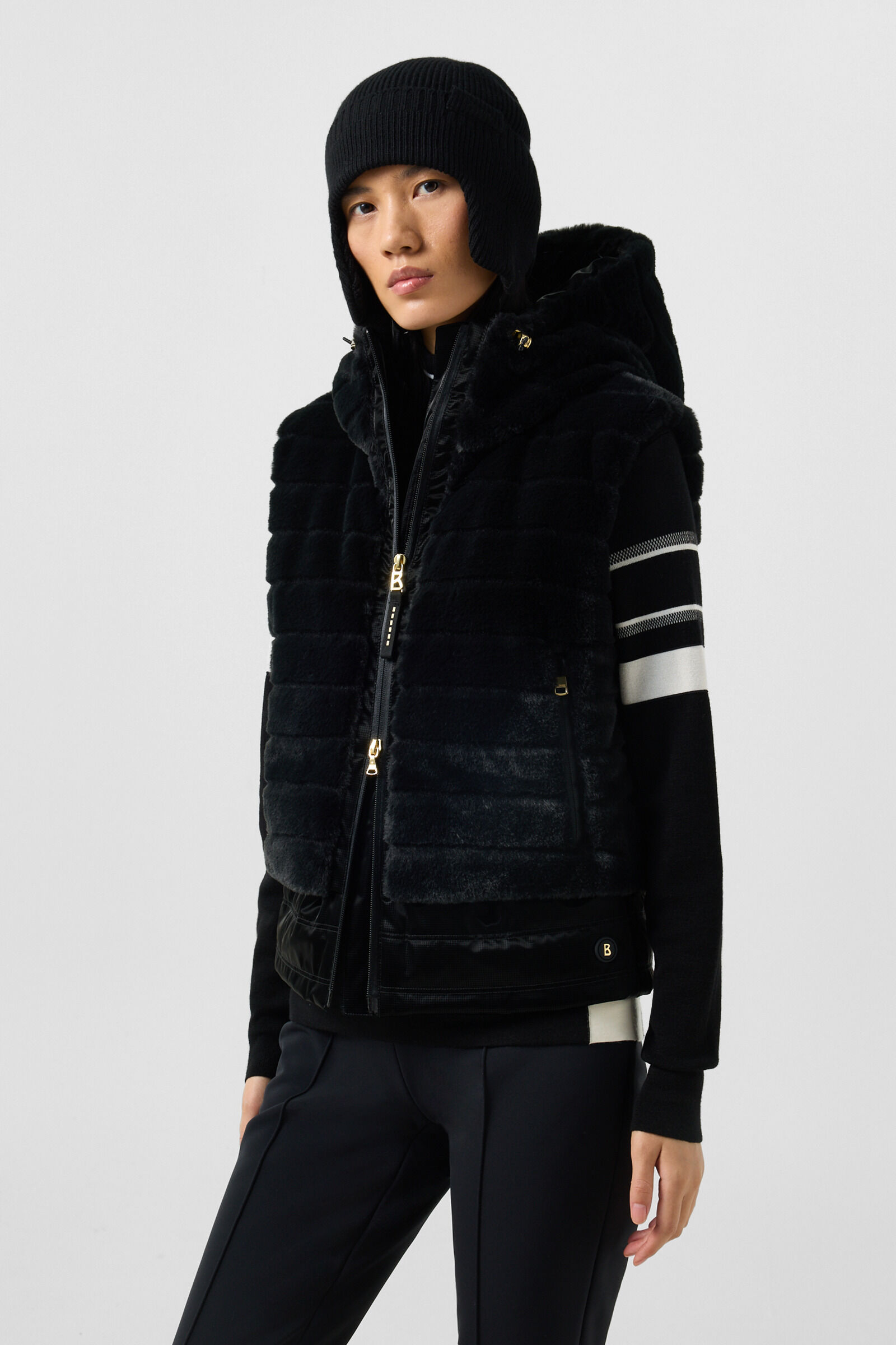 Faux-Fur-Daunenweste Manda Schwarz
