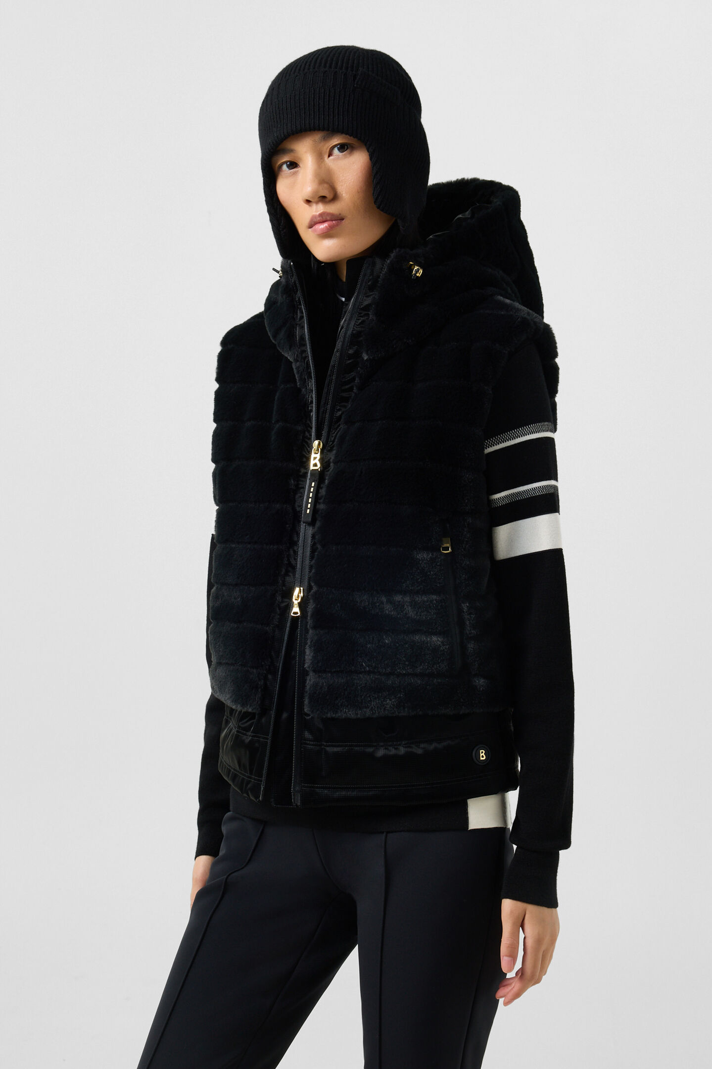 Faux-Fur-Daunenweste Manda Schwarz