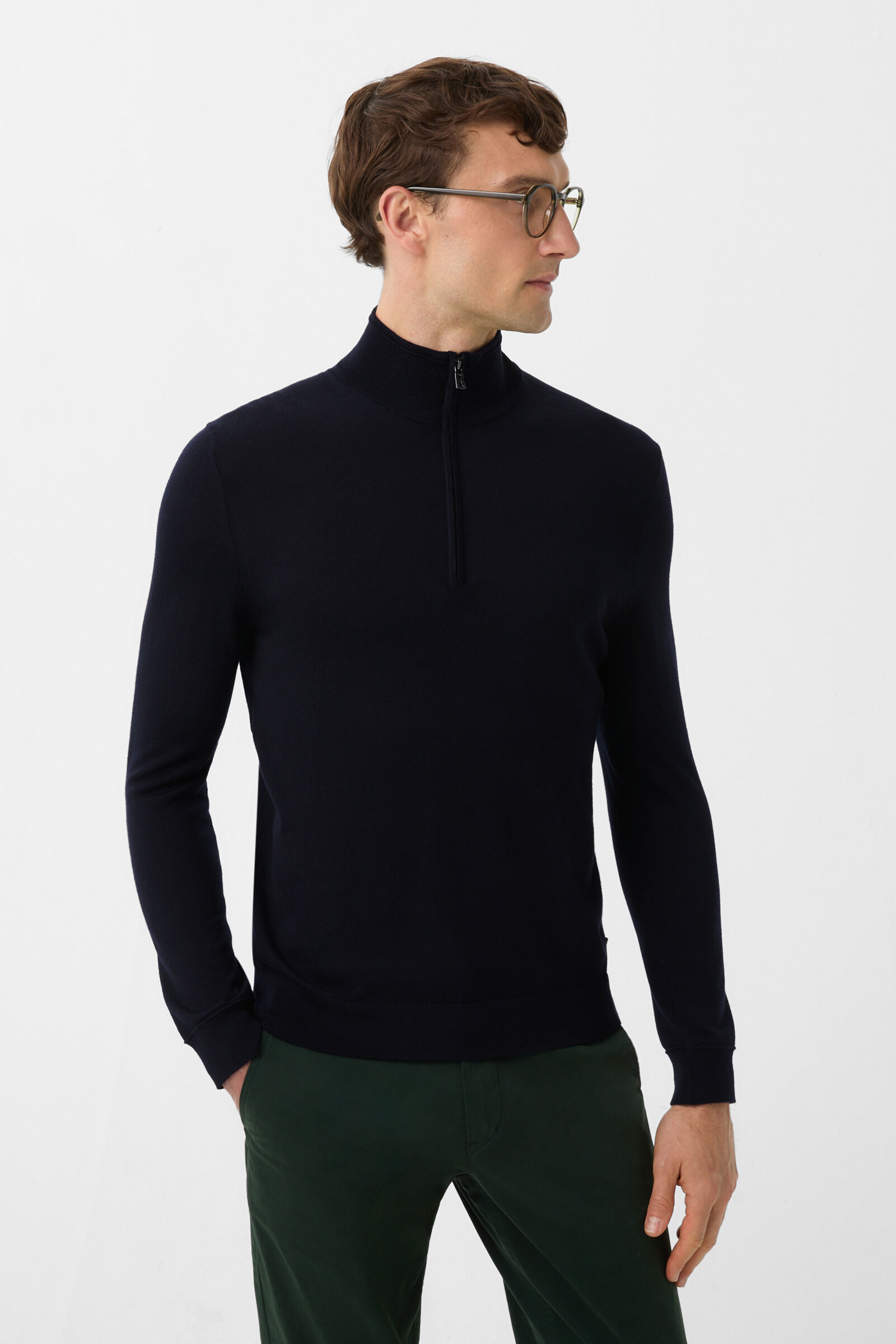 Ouri fine knit troyer Navy blue