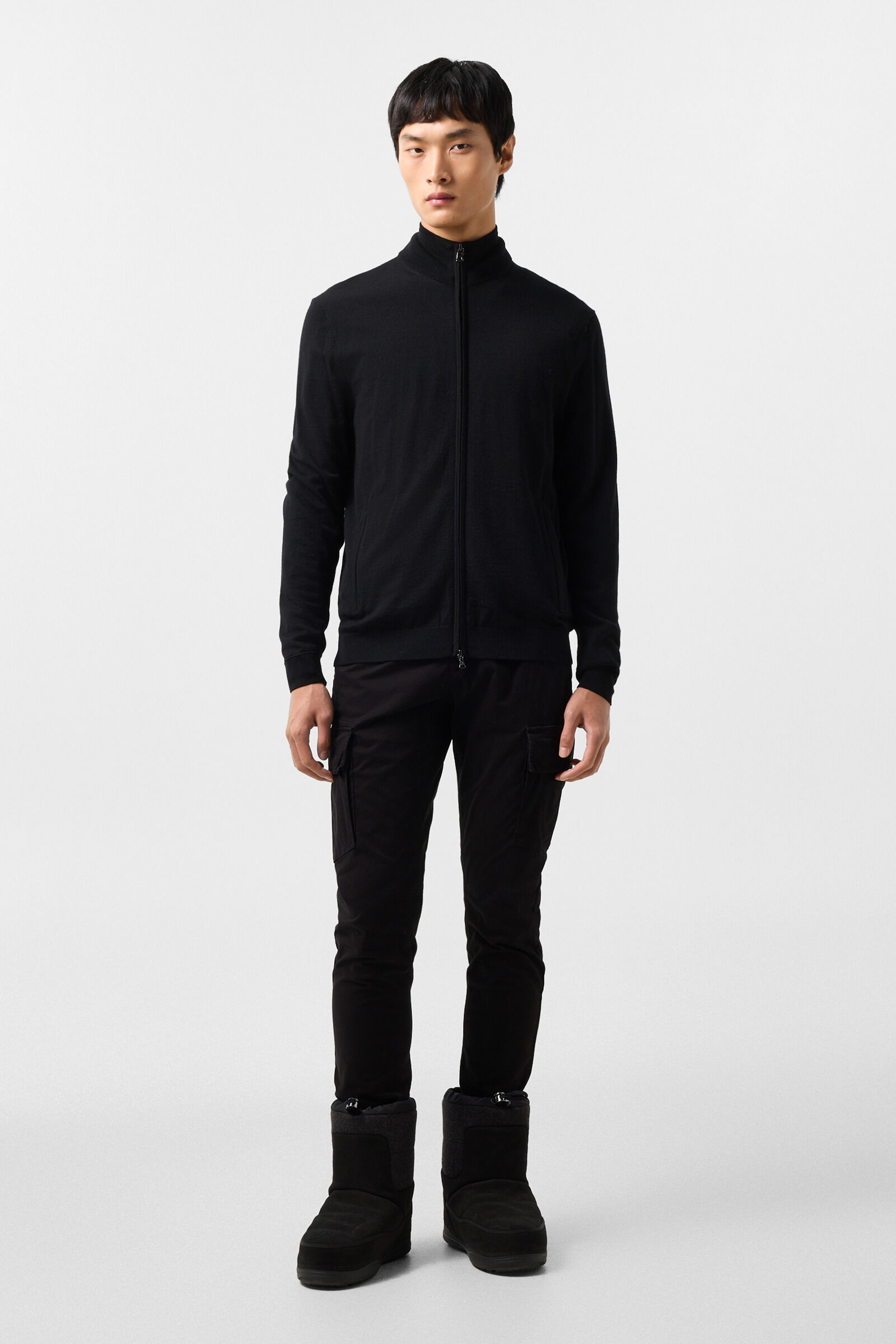 Oscar virgin wool knit jacket Black