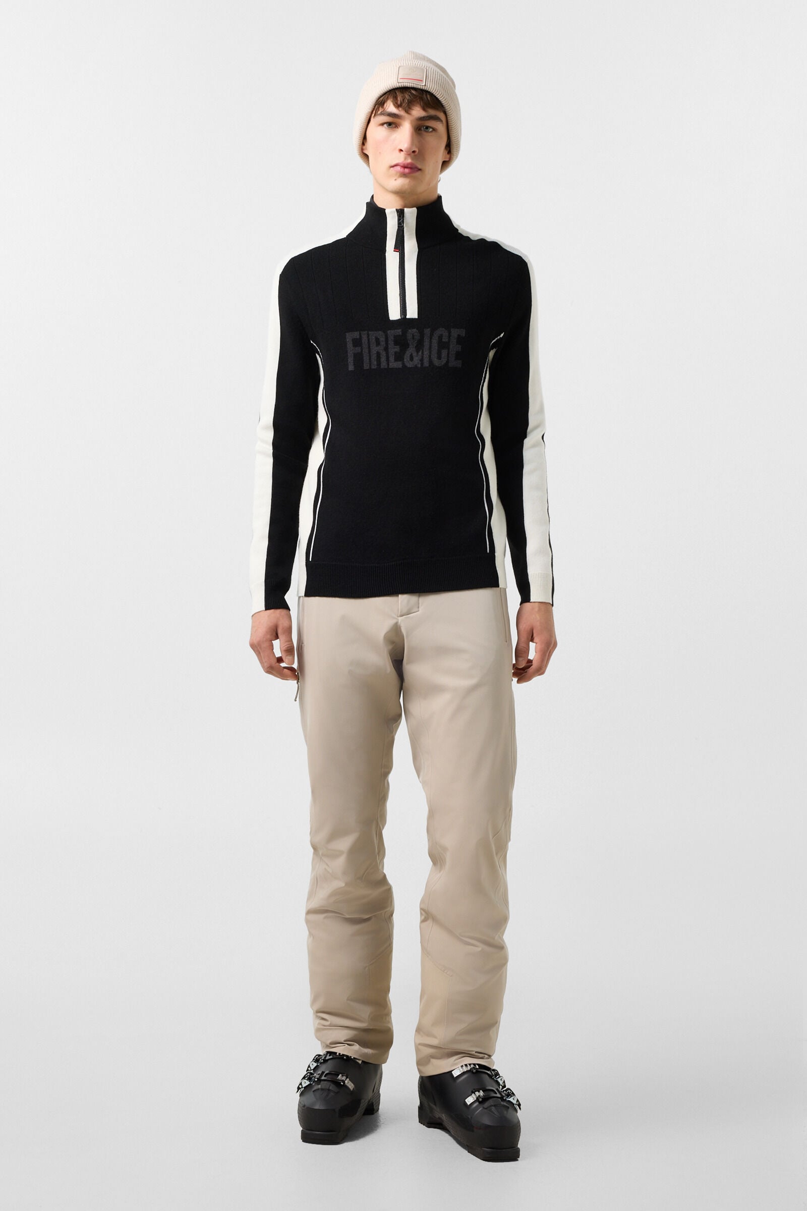 Laurens knitted turtleneck jumper Black/Off-White