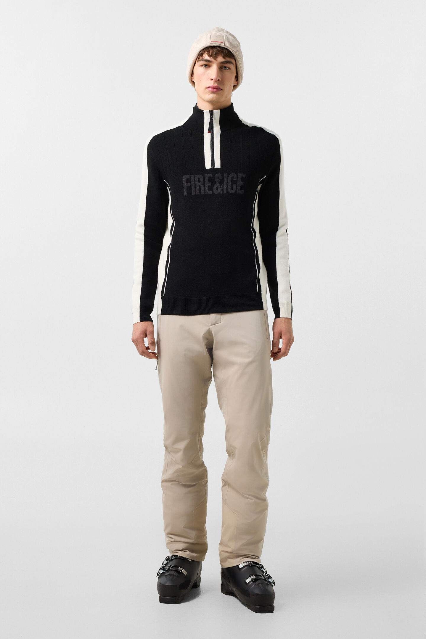 Laurens knitted turtleneck jumper Black/Off-White