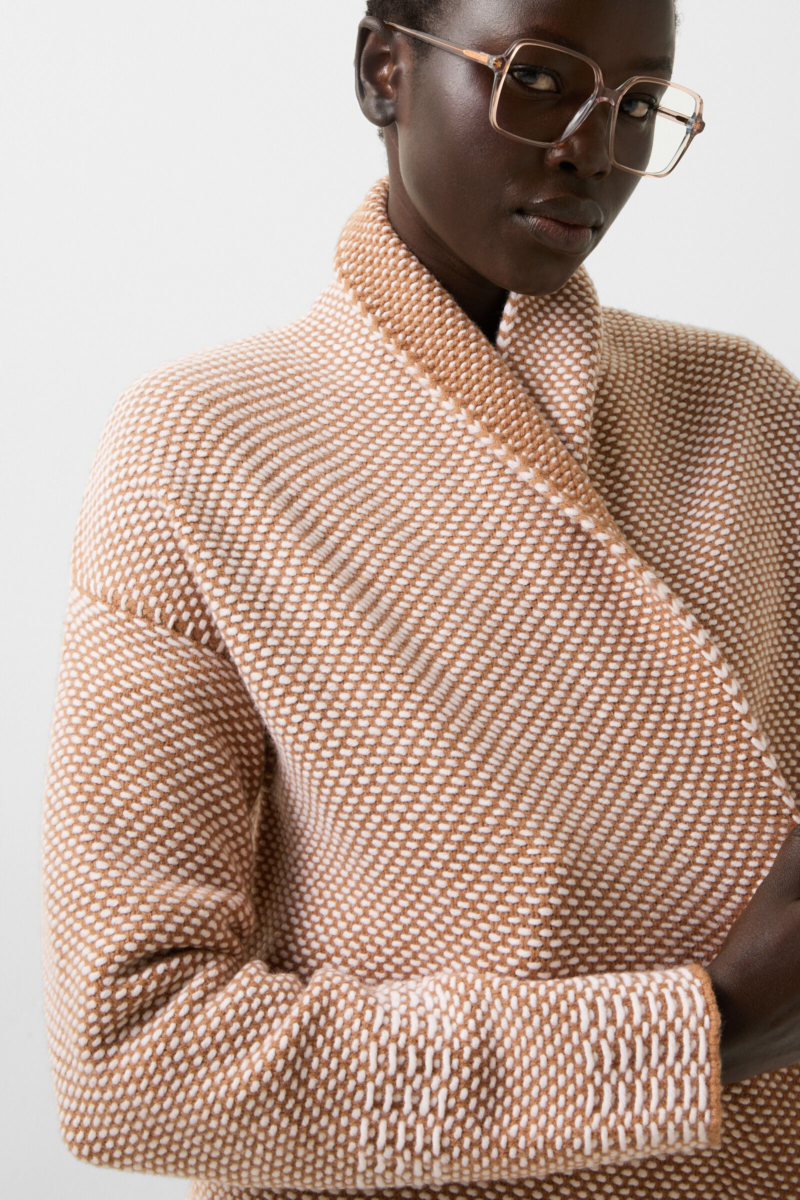 Strickmantel Lassie Camel/Off-White