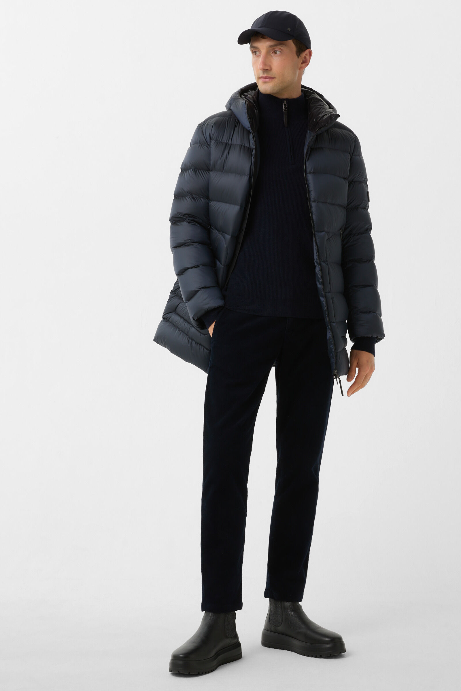 Pure new wool cashmere troyer Derek Navy blue