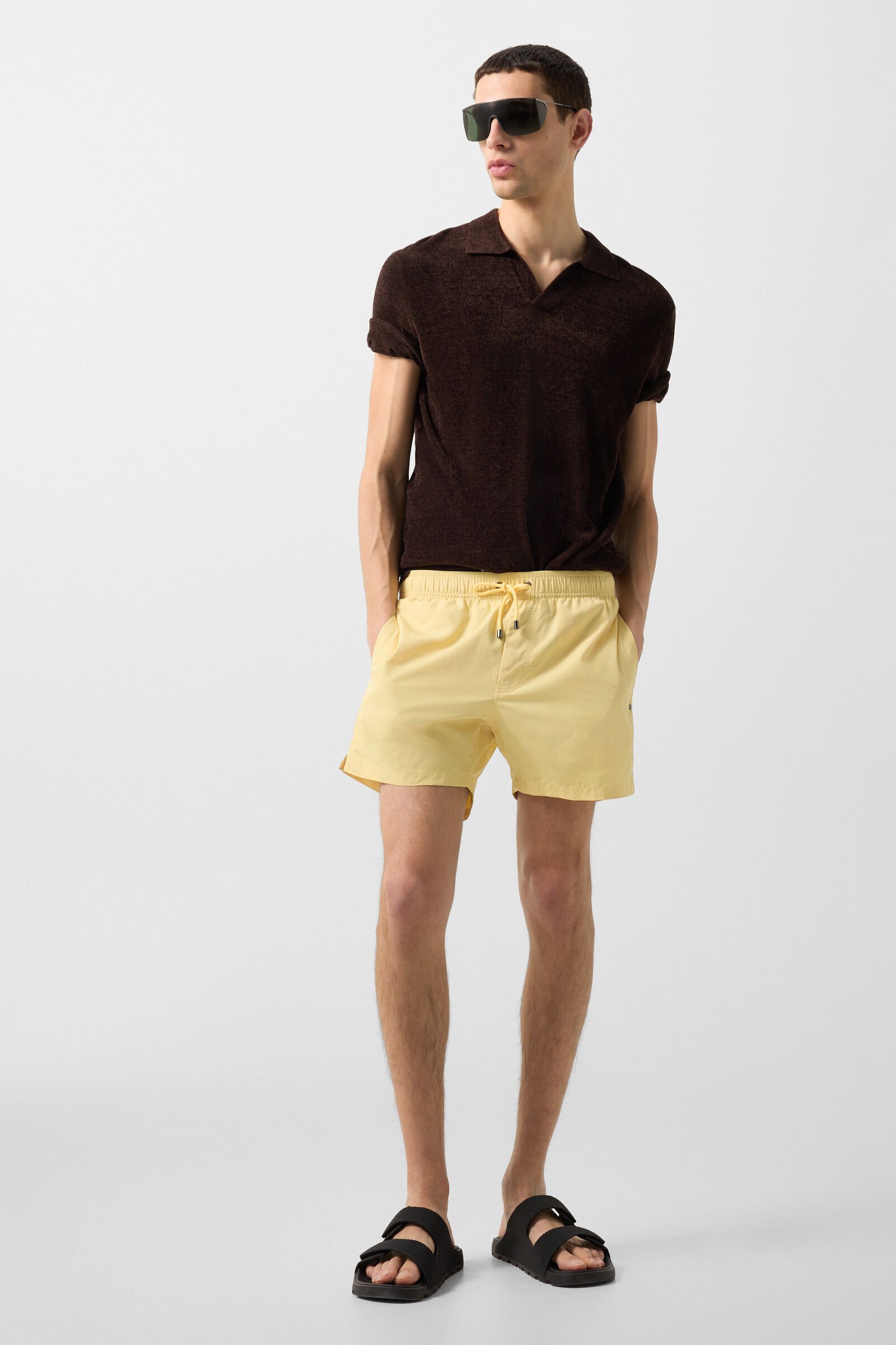 Finn knitted polo shirt Dark brown