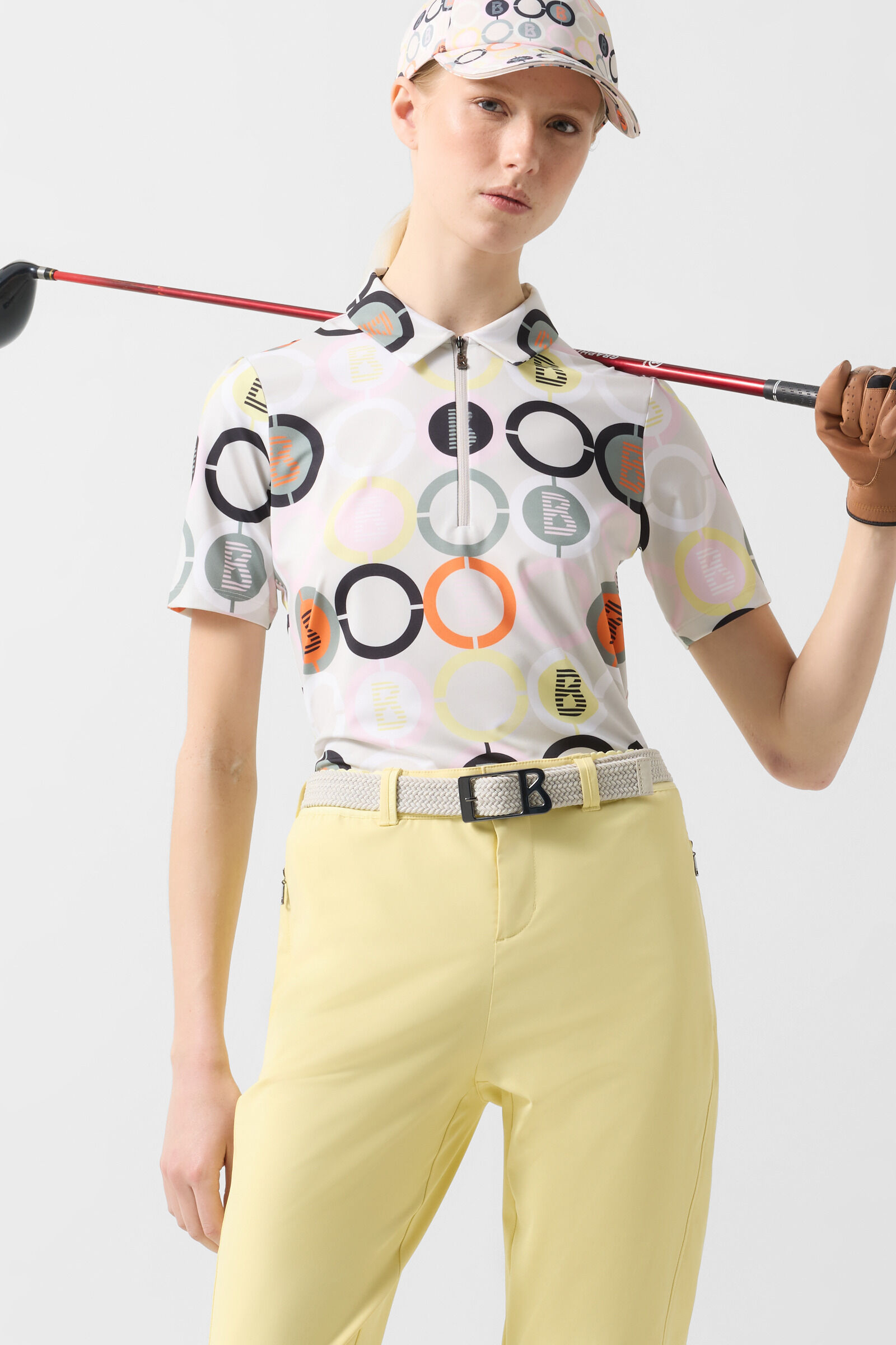 Taya functional short-sleeved top Sand/Orange/Grey