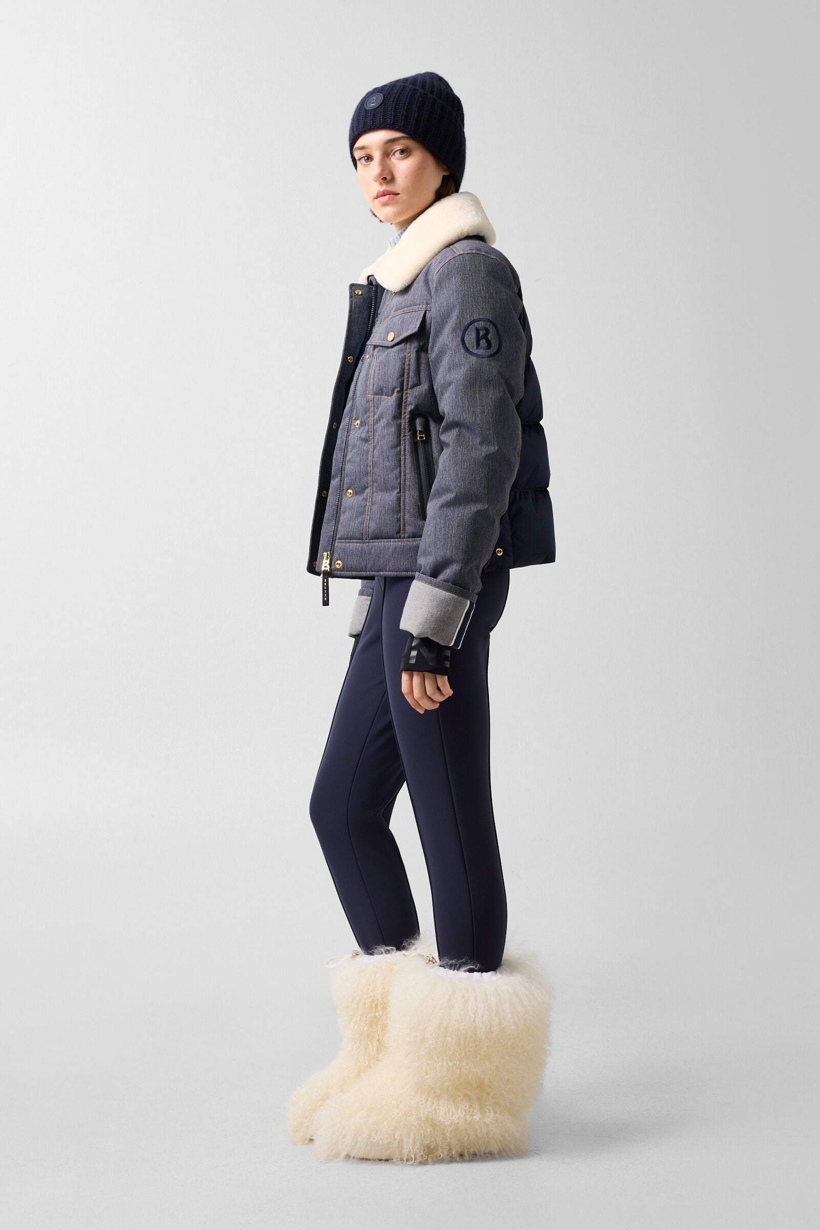 Pantalon &agrave; bretelles en softshell Elaine Marine