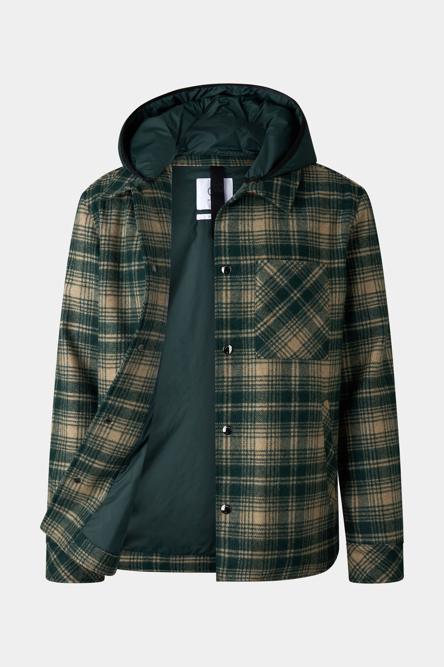 Flanell-Overshirt Larry Dunkelgrün/Beige