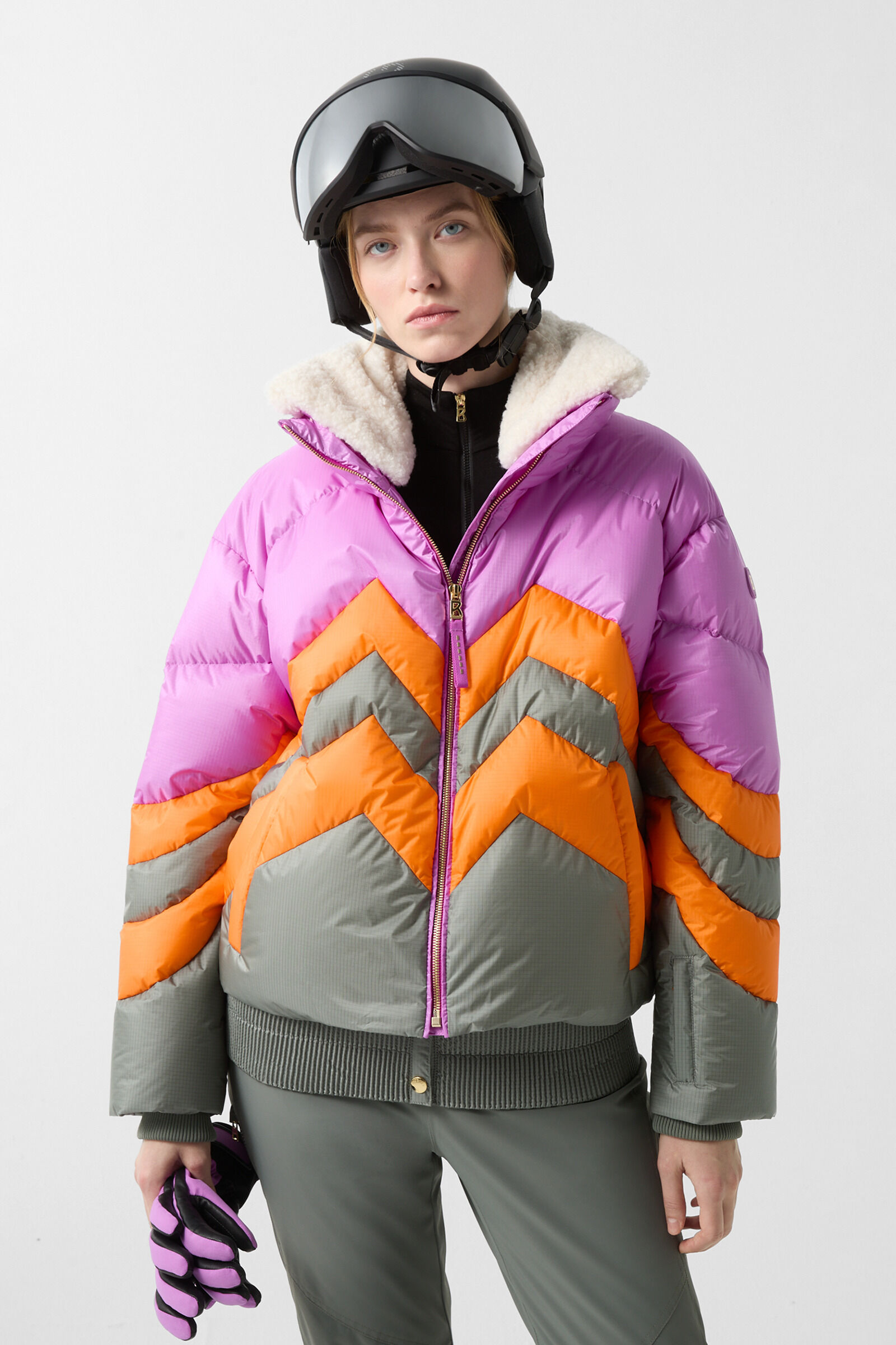Ski-Daunenjacke Valea Violett/Orange/Taupe