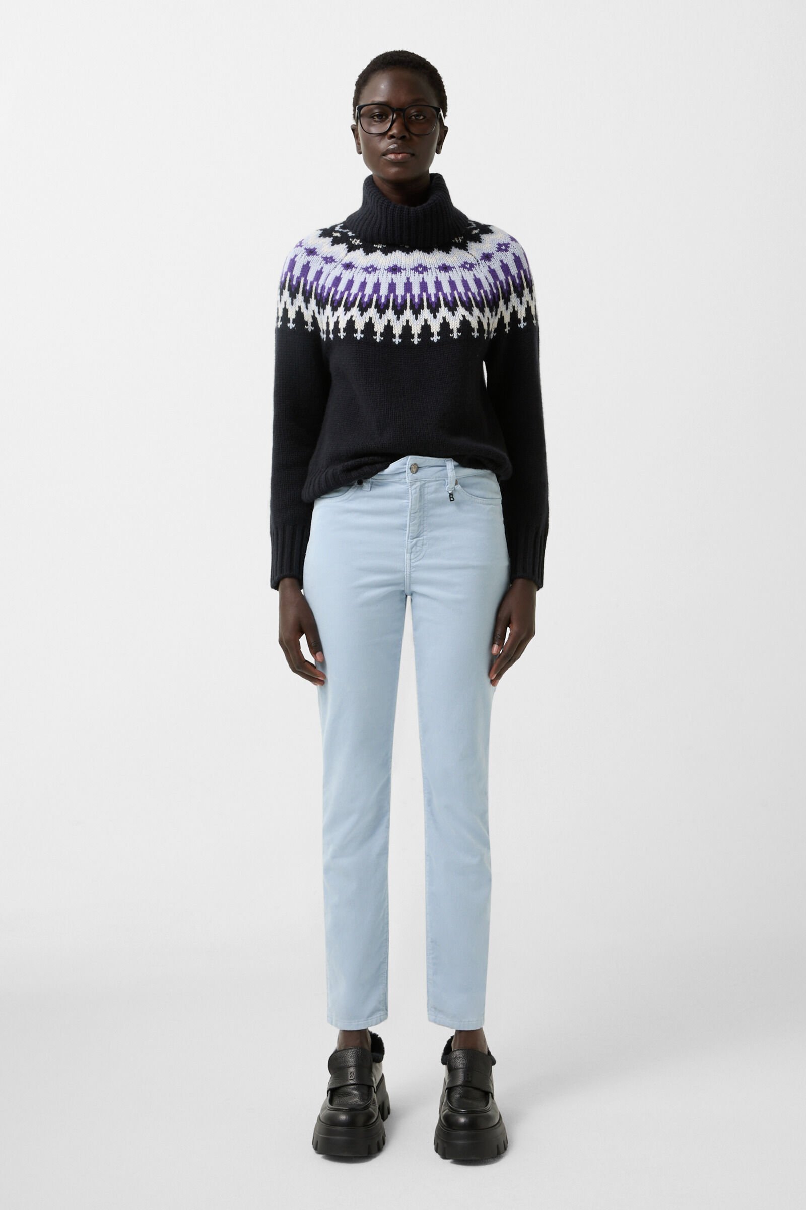 pantalon en velours c&ocirc;tel&eacute; 7/8 Julie Bleu clair