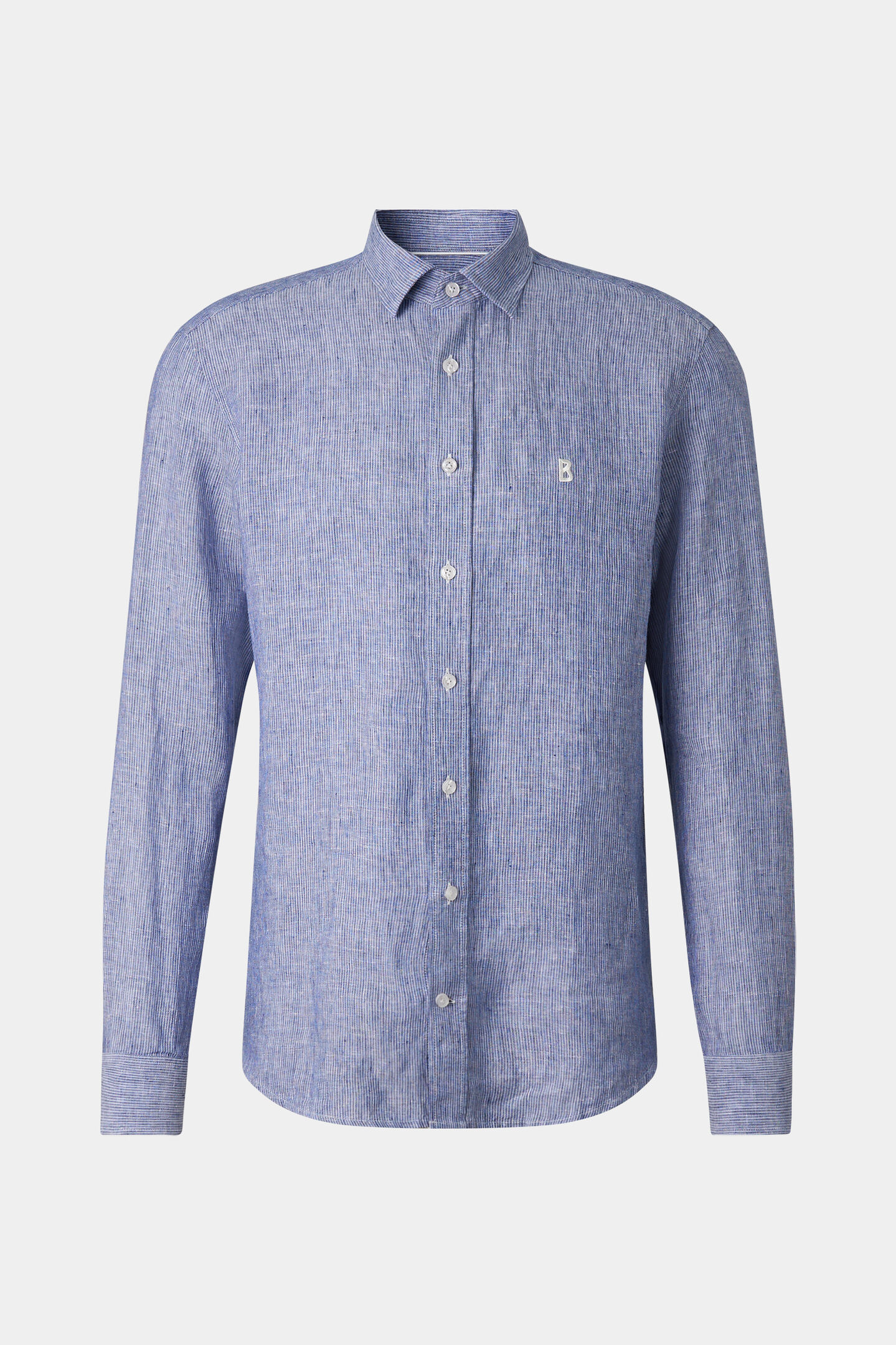 Timi linnen overhemd Marineblauw/wit