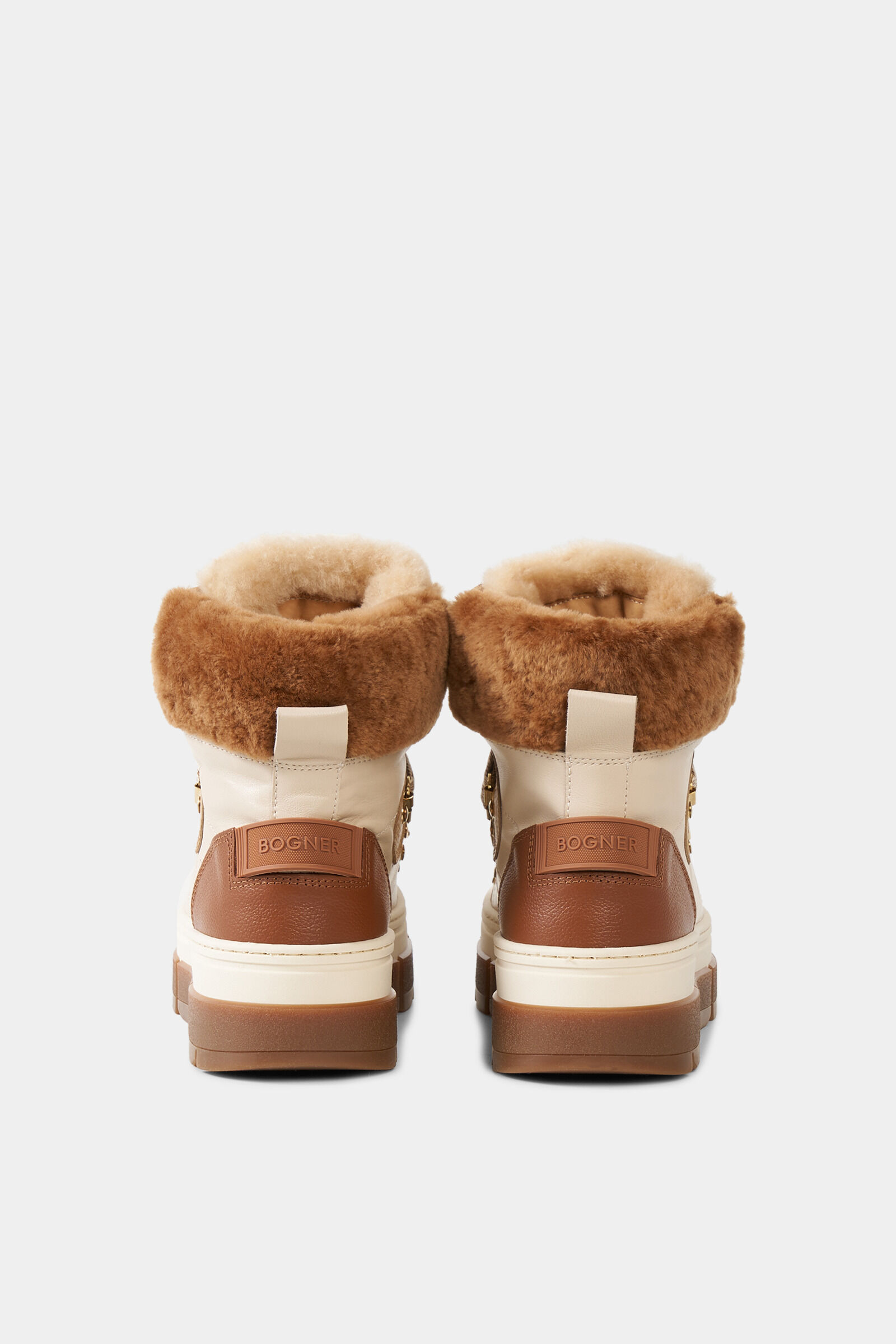 Lace-up boots from Vaduz with studs Beige/Cognac