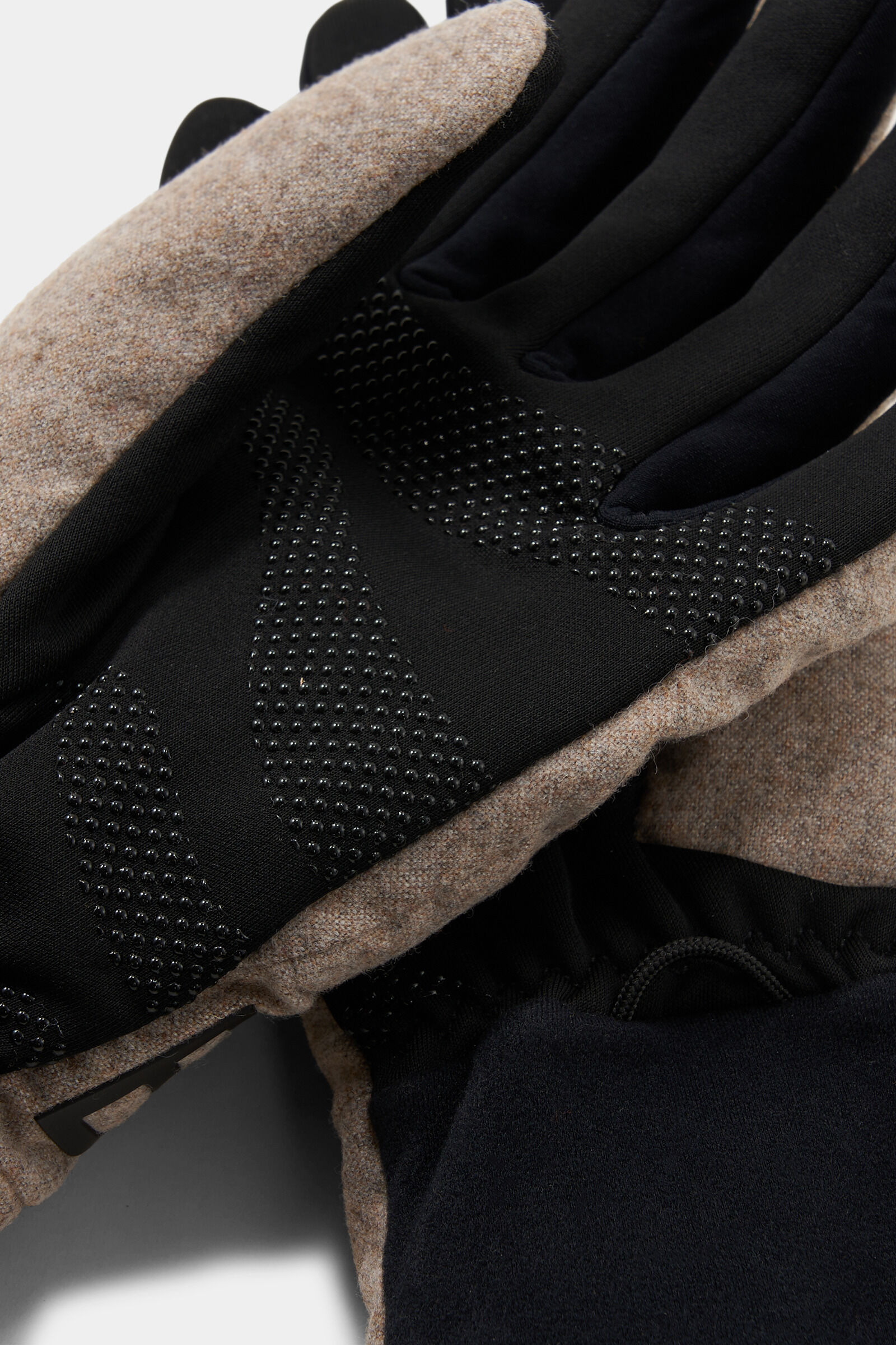 Flanell-Handschuhe Walker Greige/Schwarz