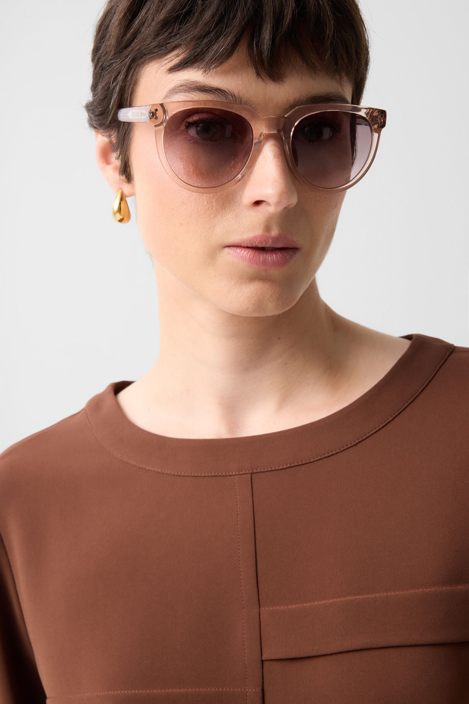 Enrica cr&ecirc;pe shirt Brown