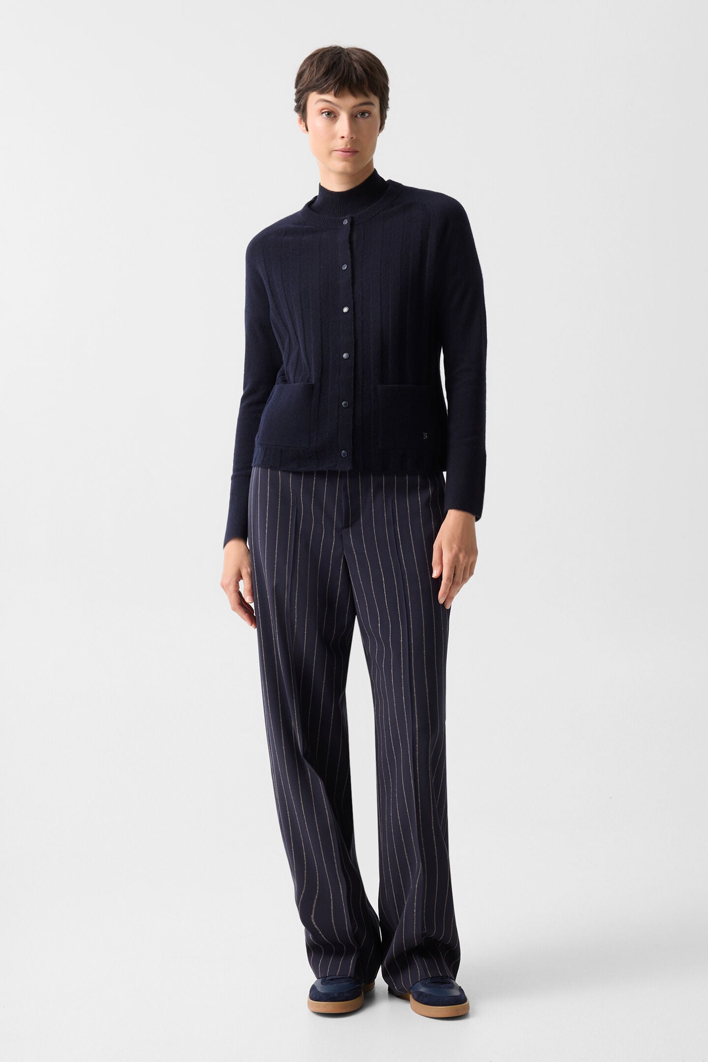 Schurwoll-Kaschmir-Cardigan Tanja Navy-Blau