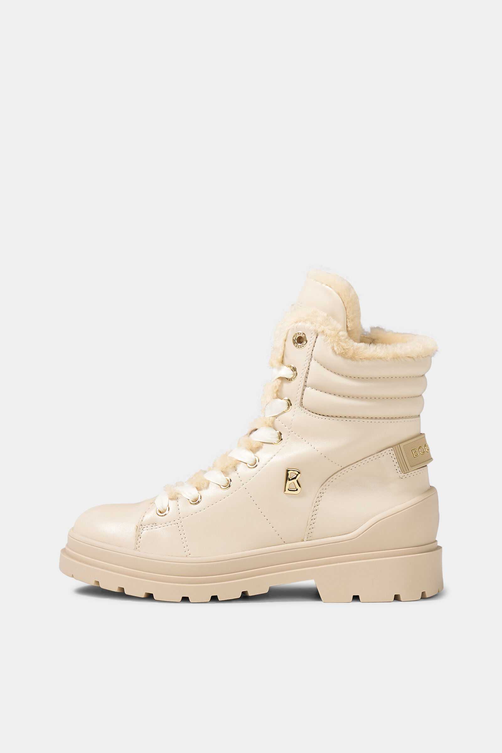 St. Moritz lace-up boots with spikes Cream