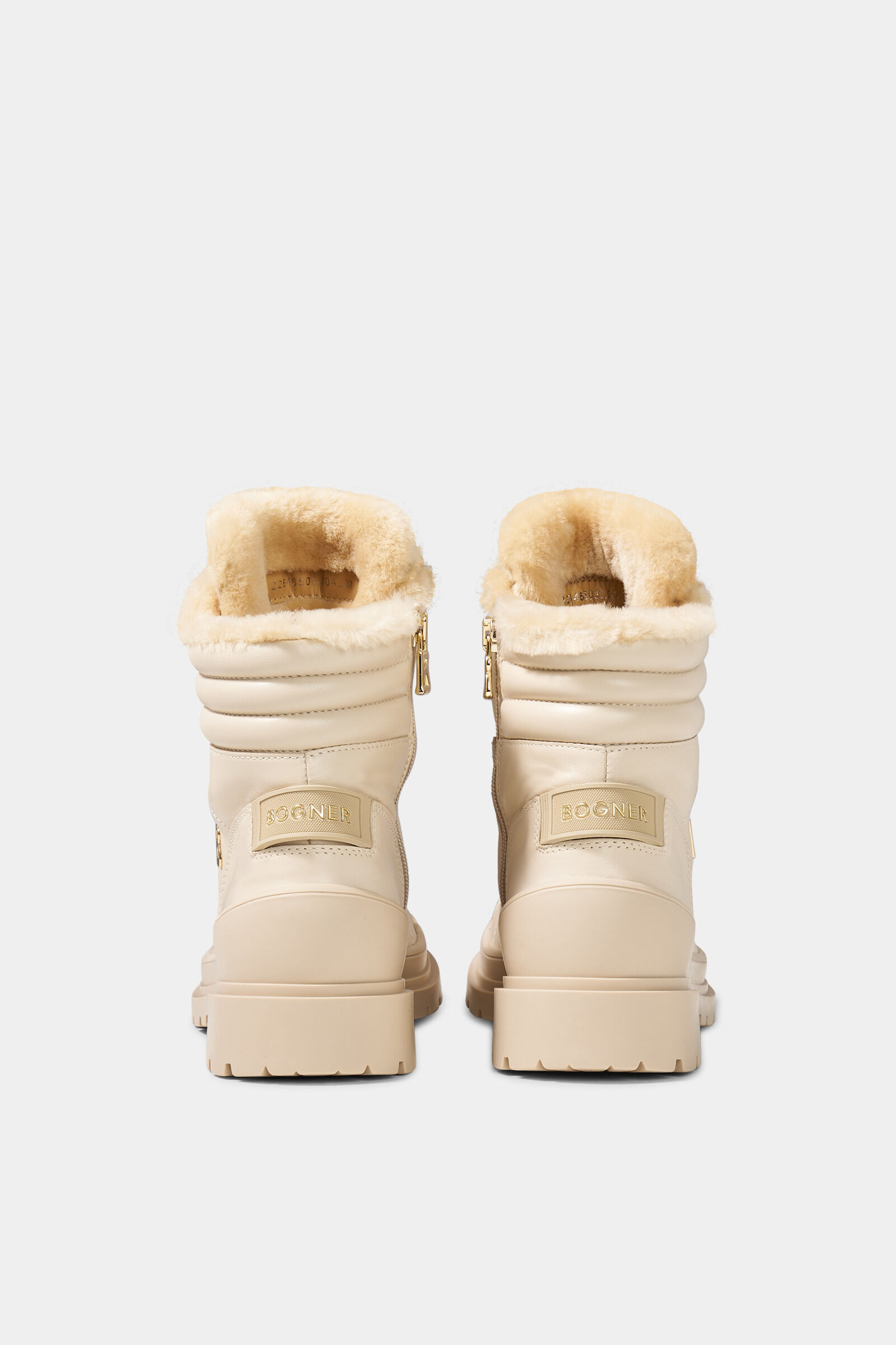 St. Moritz lace-up boots with spikes Cream