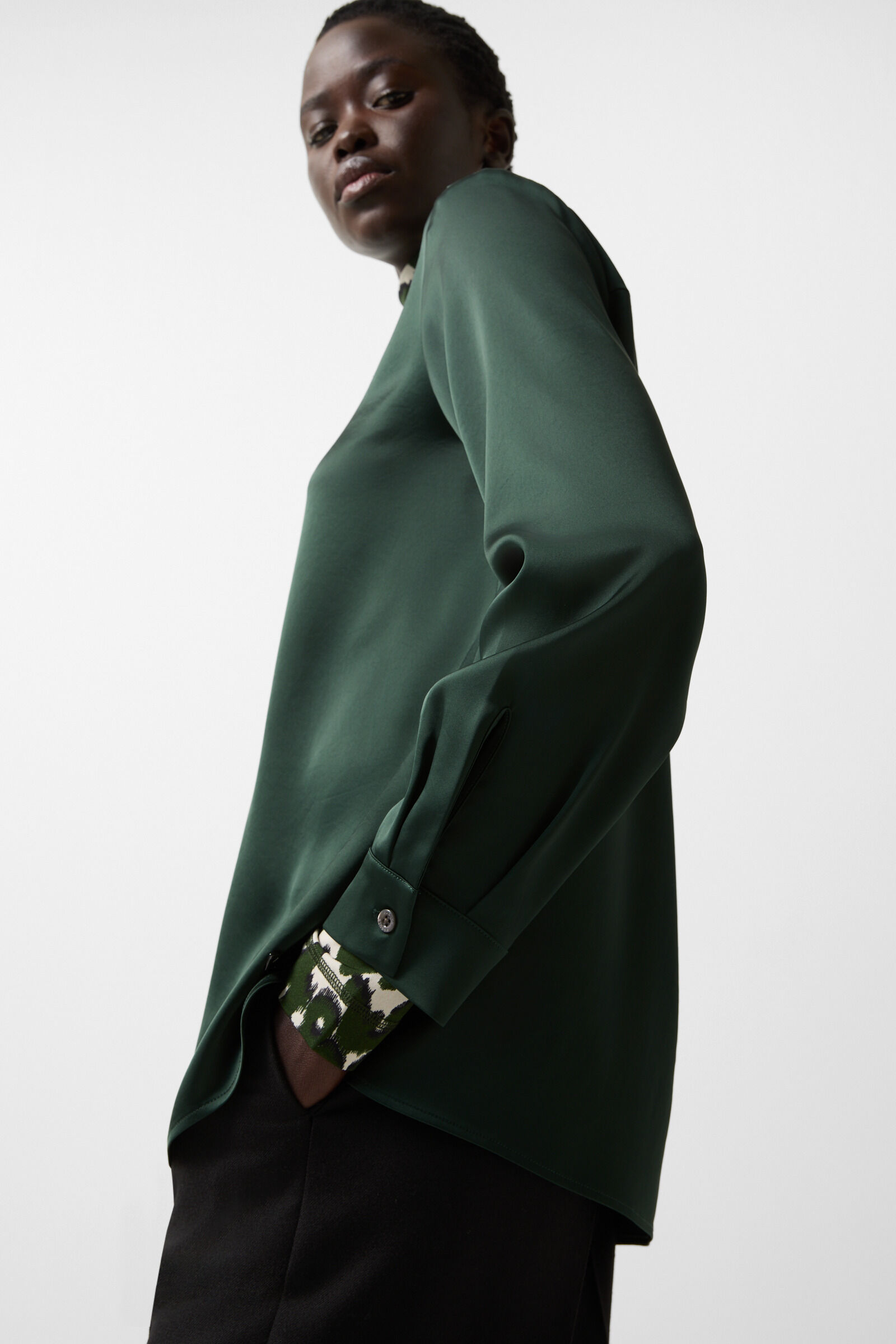 Gerrit satin blouse Dark green