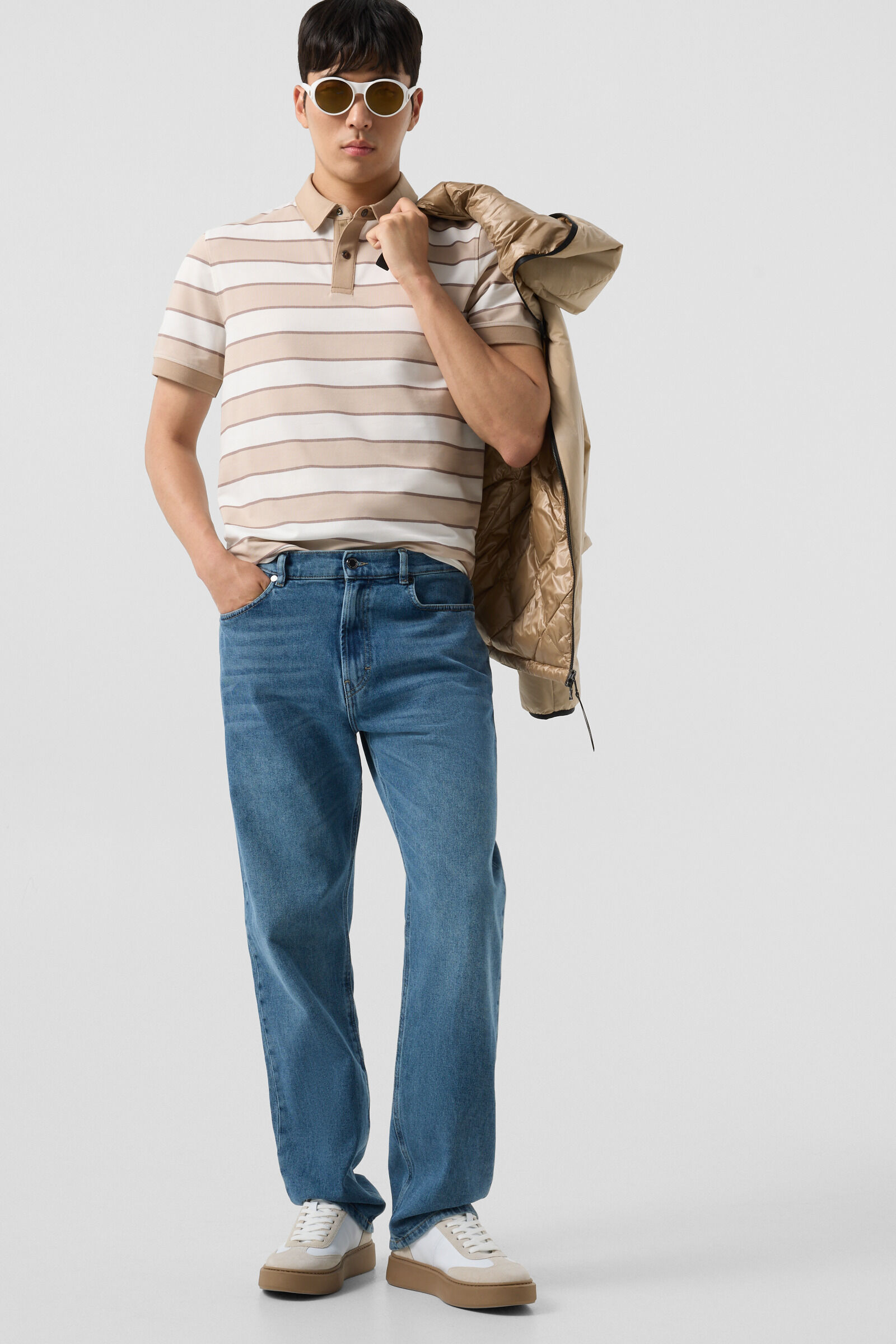 Timo piqu&eacute; polo shirt Beige/Off-White