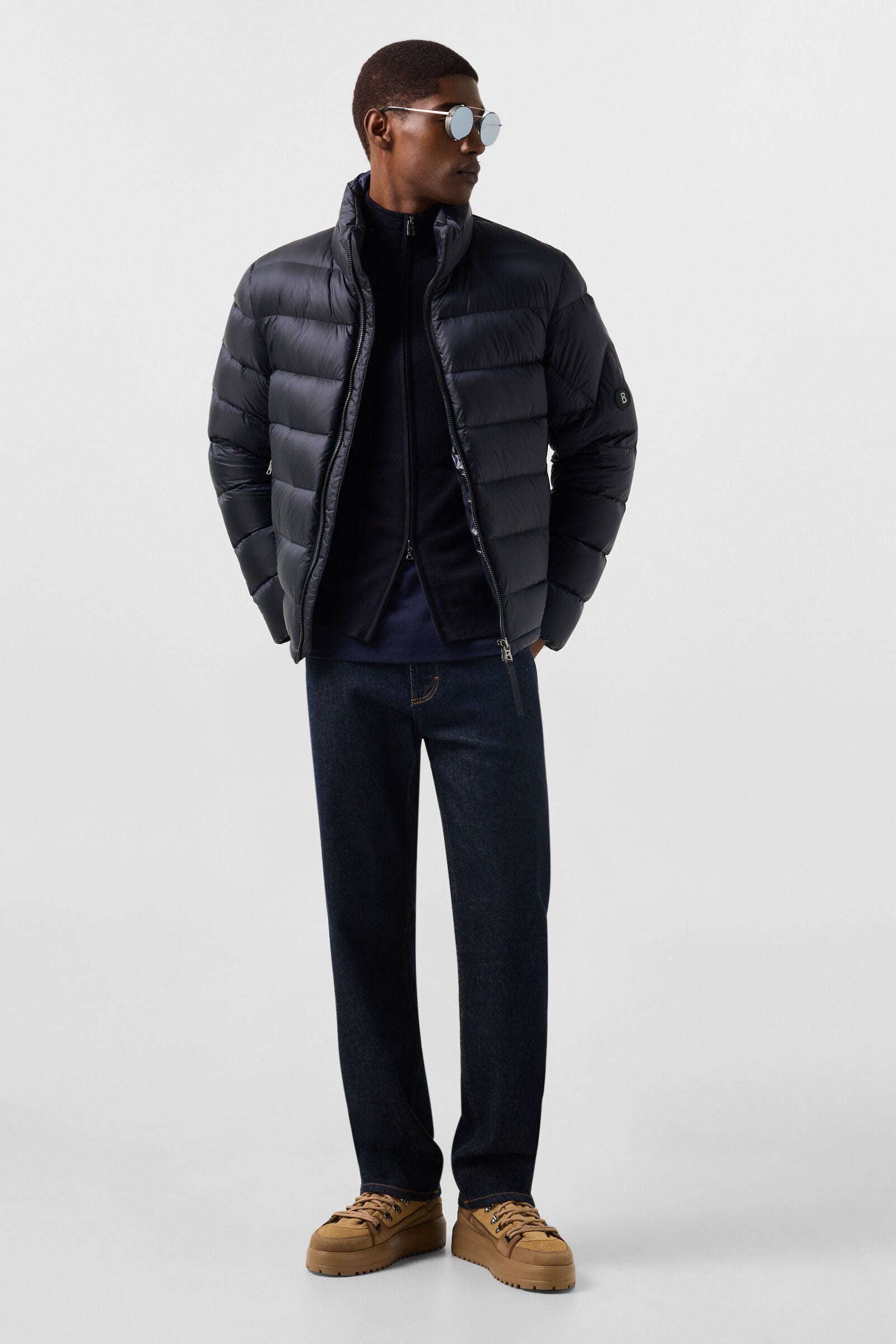 Oscar virgin wool knit jacket Navy