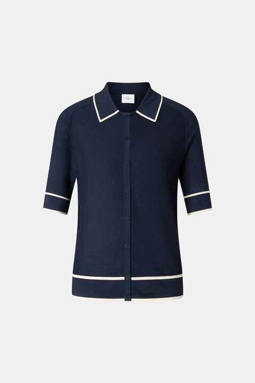 Peaches silk knit jacket Navy blue