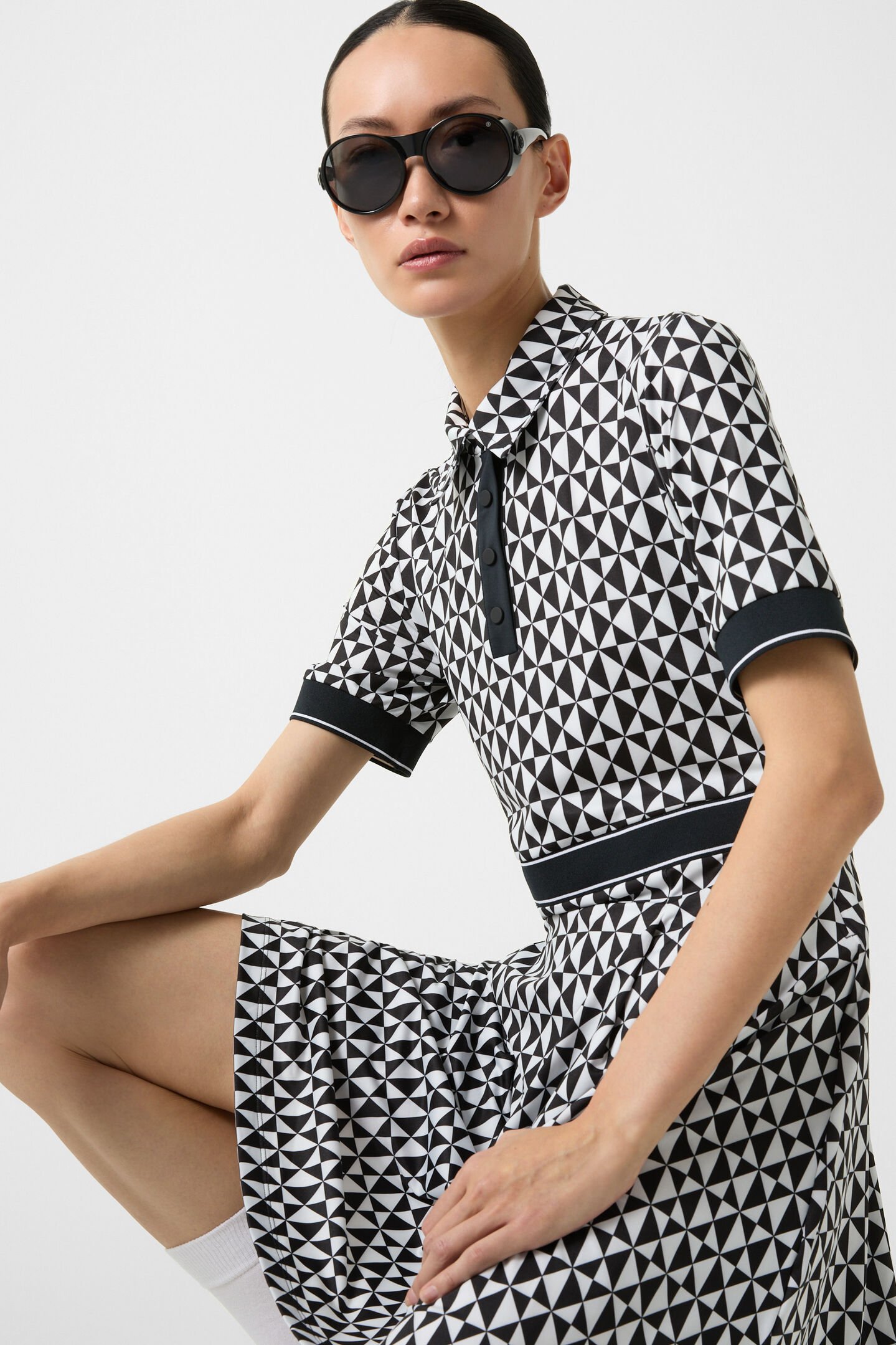 Funktions-Polo-Kleid Linny Schwarz/Weiß