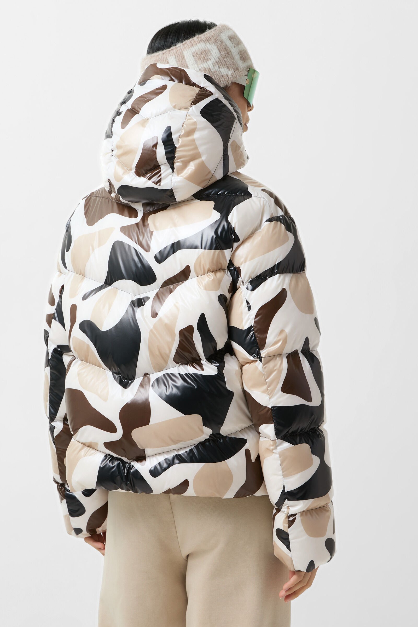 Vally down jacket Beige/black/brown