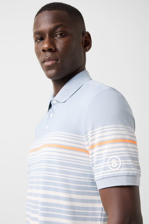 Polo-Shirt Jannes Nebelblau/Wei&szlig;/Orange