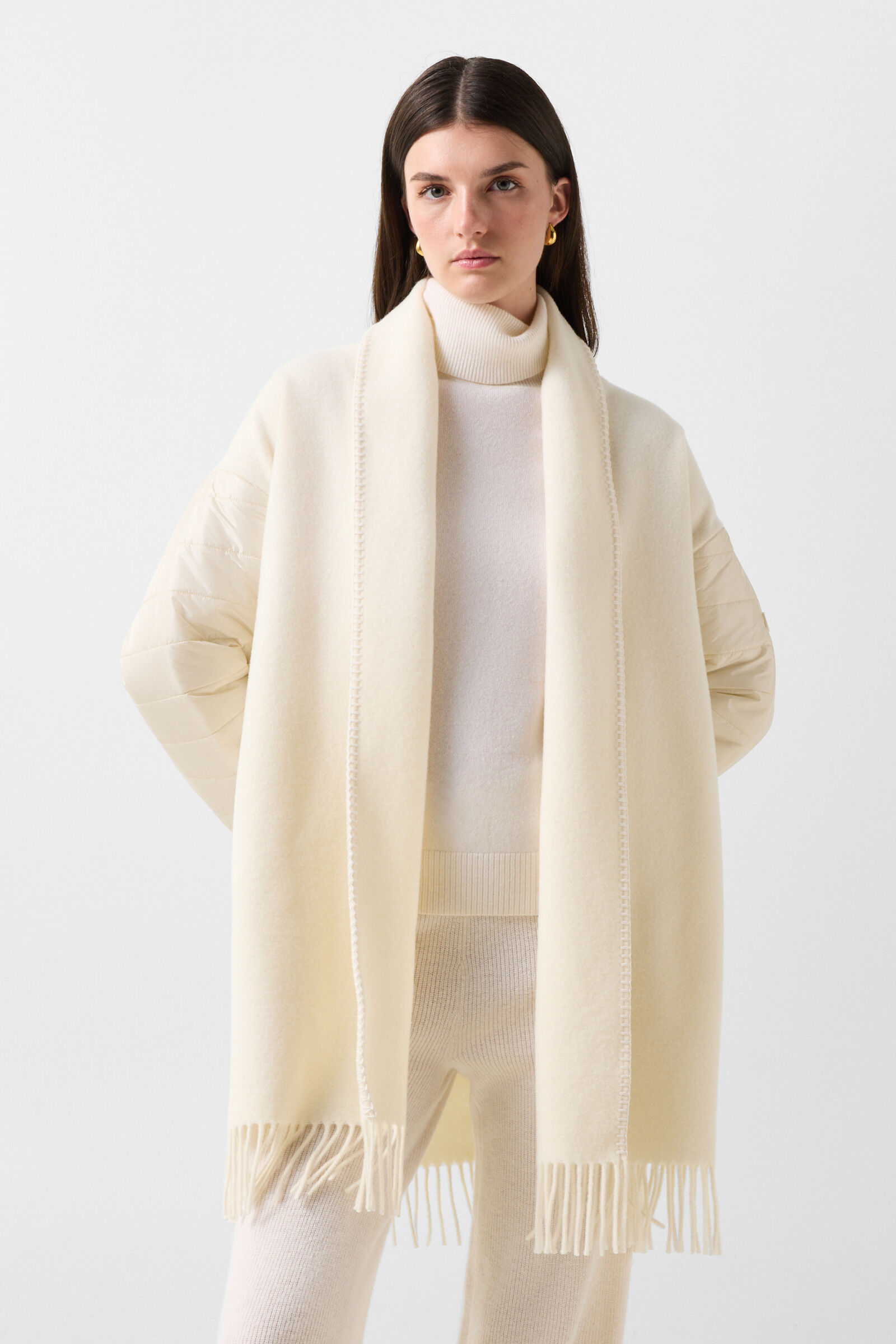 Wool Mix Poncho Off-White