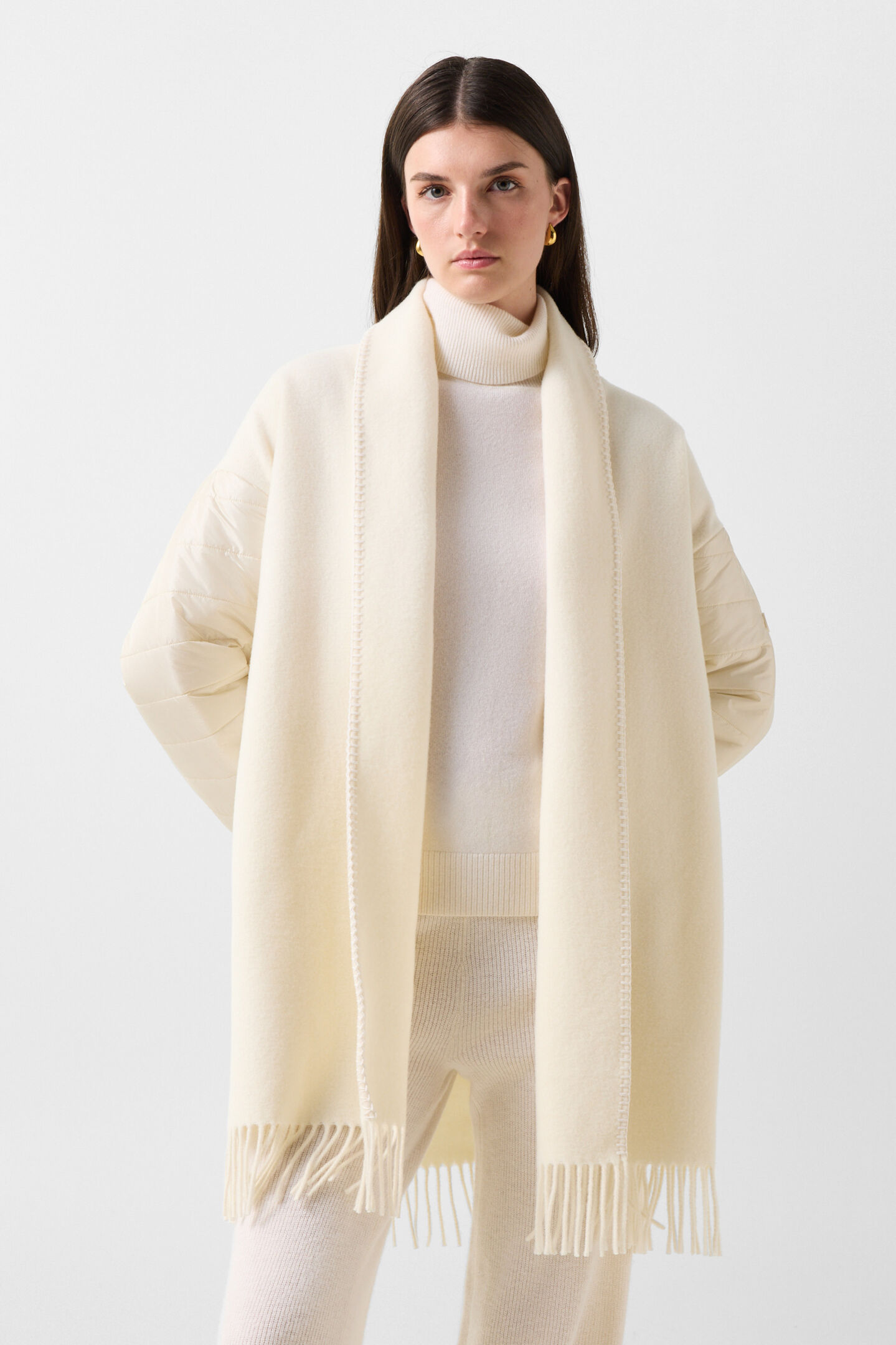 Wool Mix Poncho Off-White
