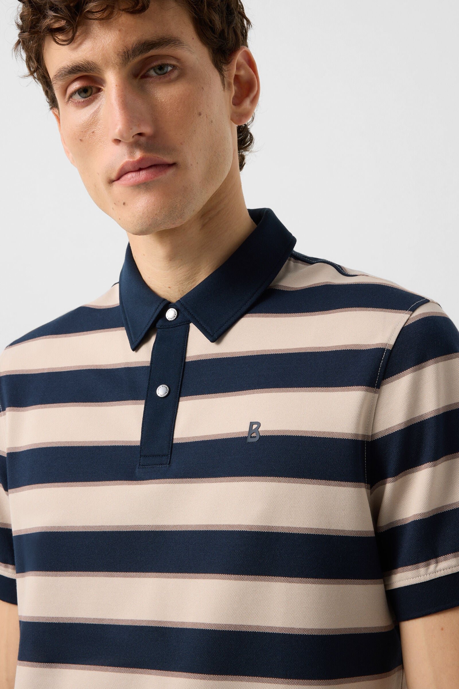Timo piqu&eacute; polo shirt Navy blue/sand