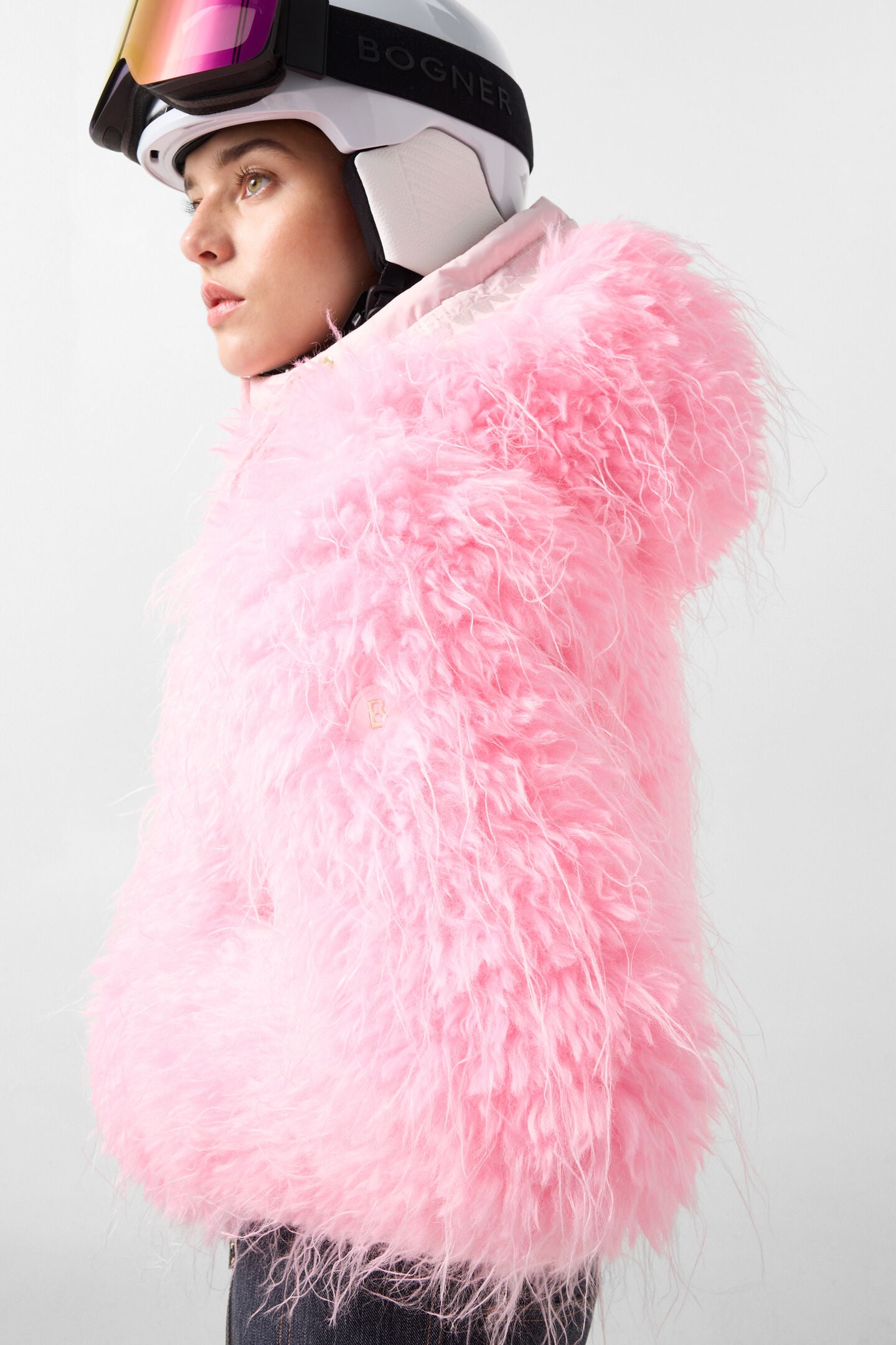 Kela faux fur ski jacket Neon pink