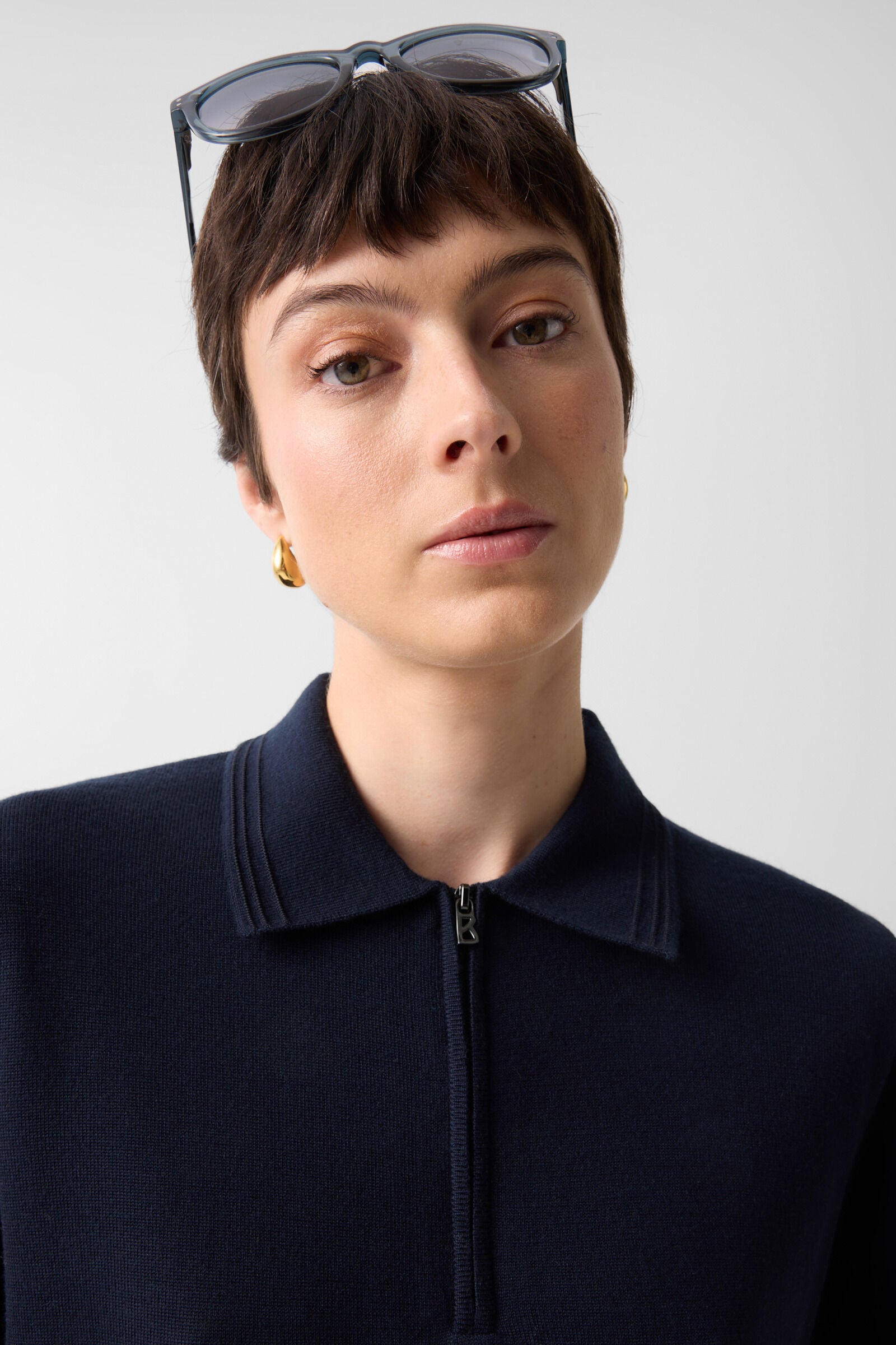 Maureen virgin wool polo shirt Navy blue