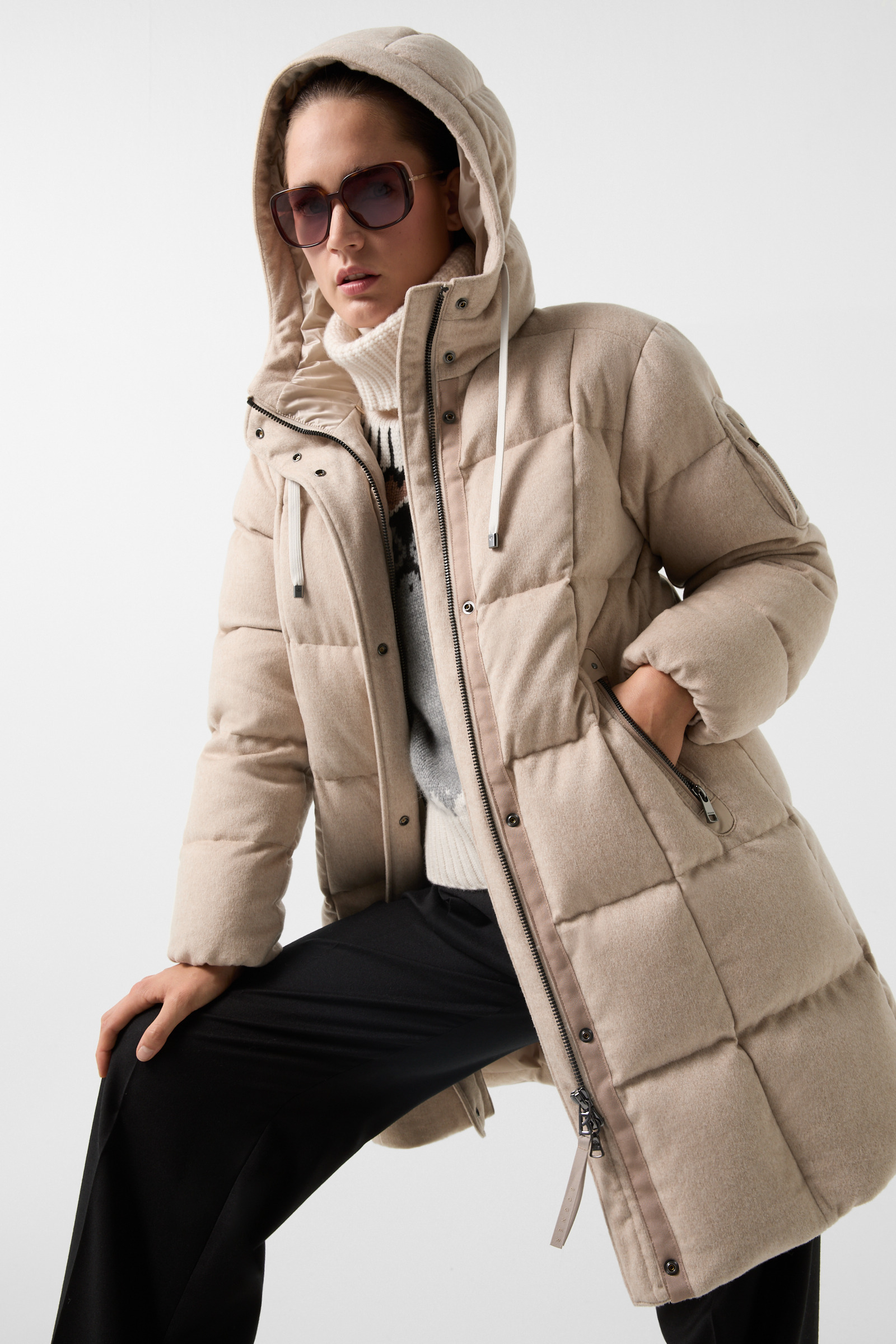 Bogner Fanja Cashmere and Down Coat Women Beige 6 S