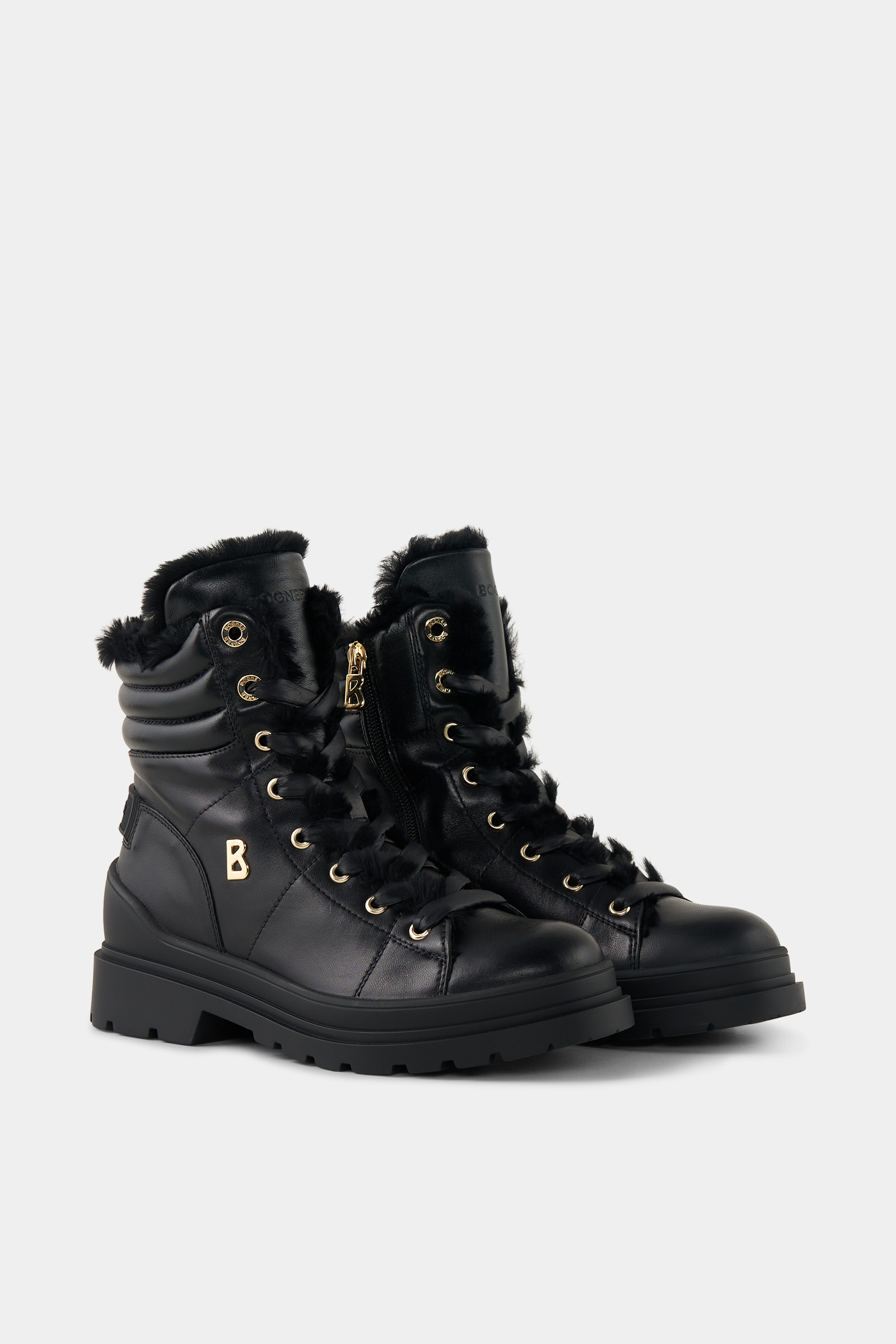 [Bogner] サンモリッツ スパイク付き アンクルブーツ BOGNER St. Moritz buckled shearling-lined textured-leather